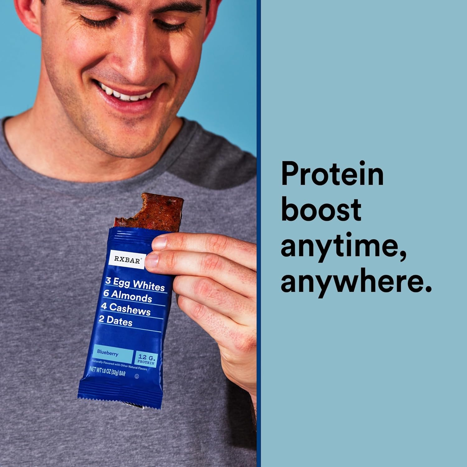 RXBAR Blueberry Protein Snack Bars, 22oz Box, 12 Count, Gluten Free, Kosher Pareve