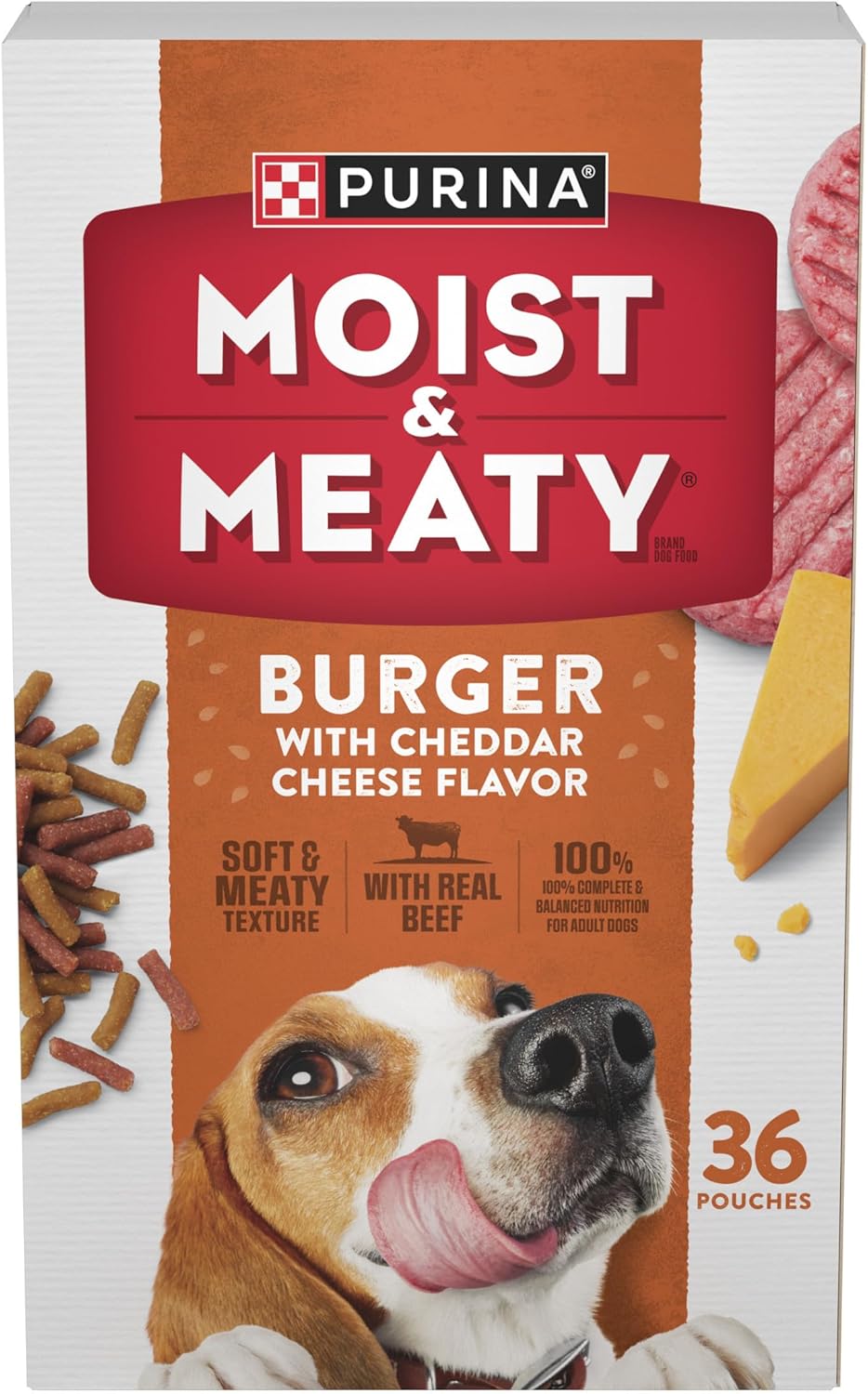 purina 36ct moist and meaty dog food dry soft pouches with cheddar cheese flavor