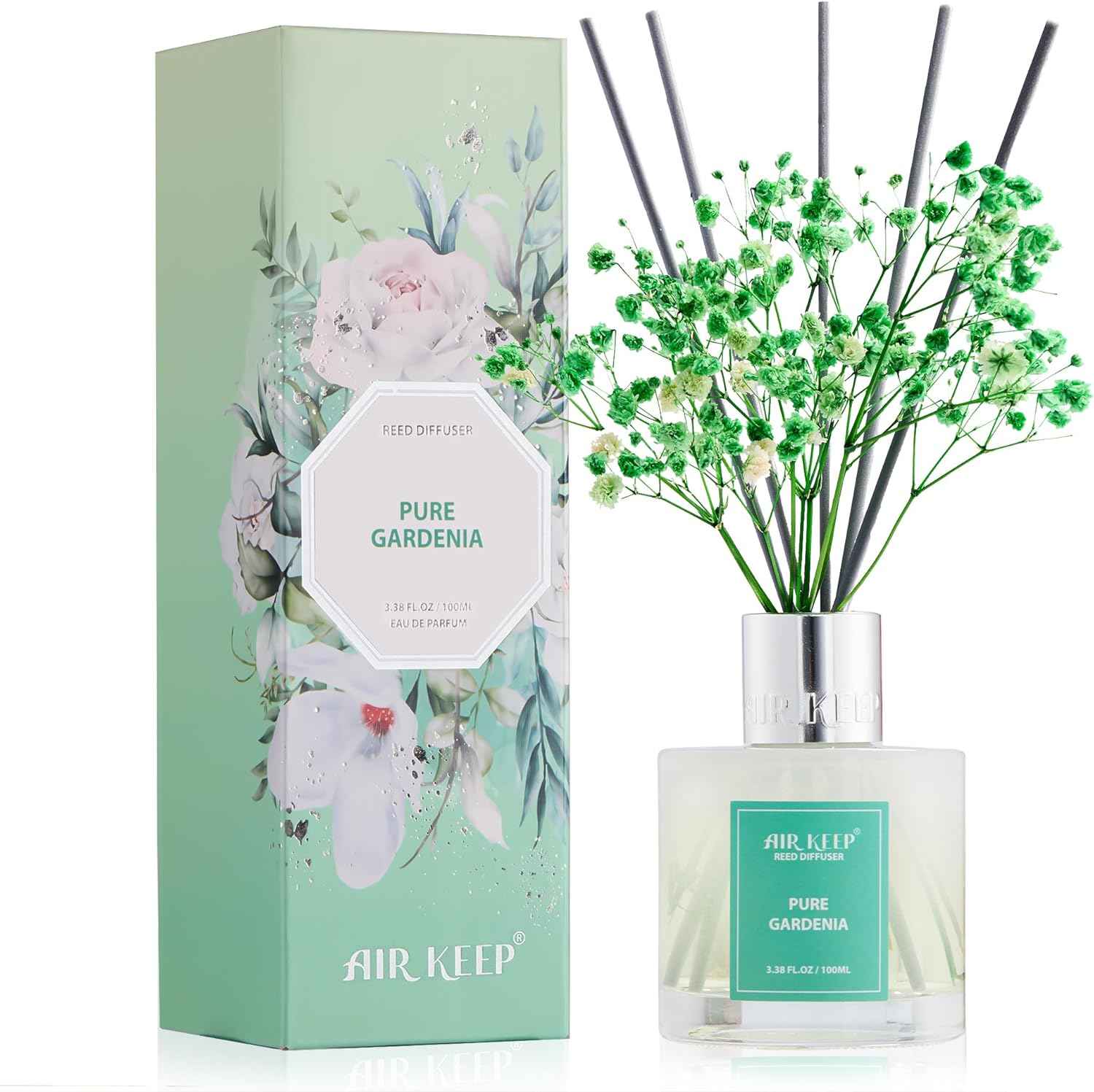 Airkeep Reed Diffuser Set,3.38 fl oz (100 ml) - Clean Linen Oil Diffusers with 8 Reed Sticks,Home Fragrance Reed Diffuser for Bathroom Shelf Decor