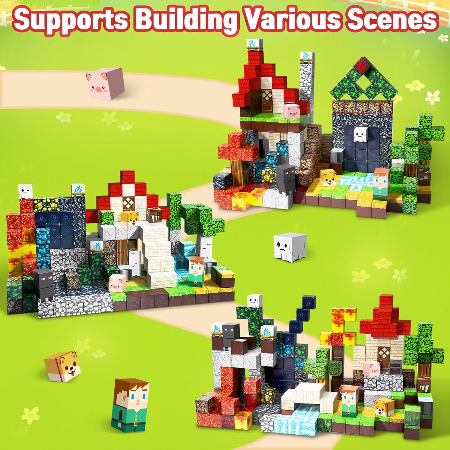 Intoypad 300PCS Magnetic Blocks for Kids, 0.8in Magnetic Building Block Toys for Boys Girls Age 3 4 5 6 7 8 9 10 Magnet Cubes Game Magnetic Tiles STEM Toys Christmas Birthday Gifts for Kids Toddlers