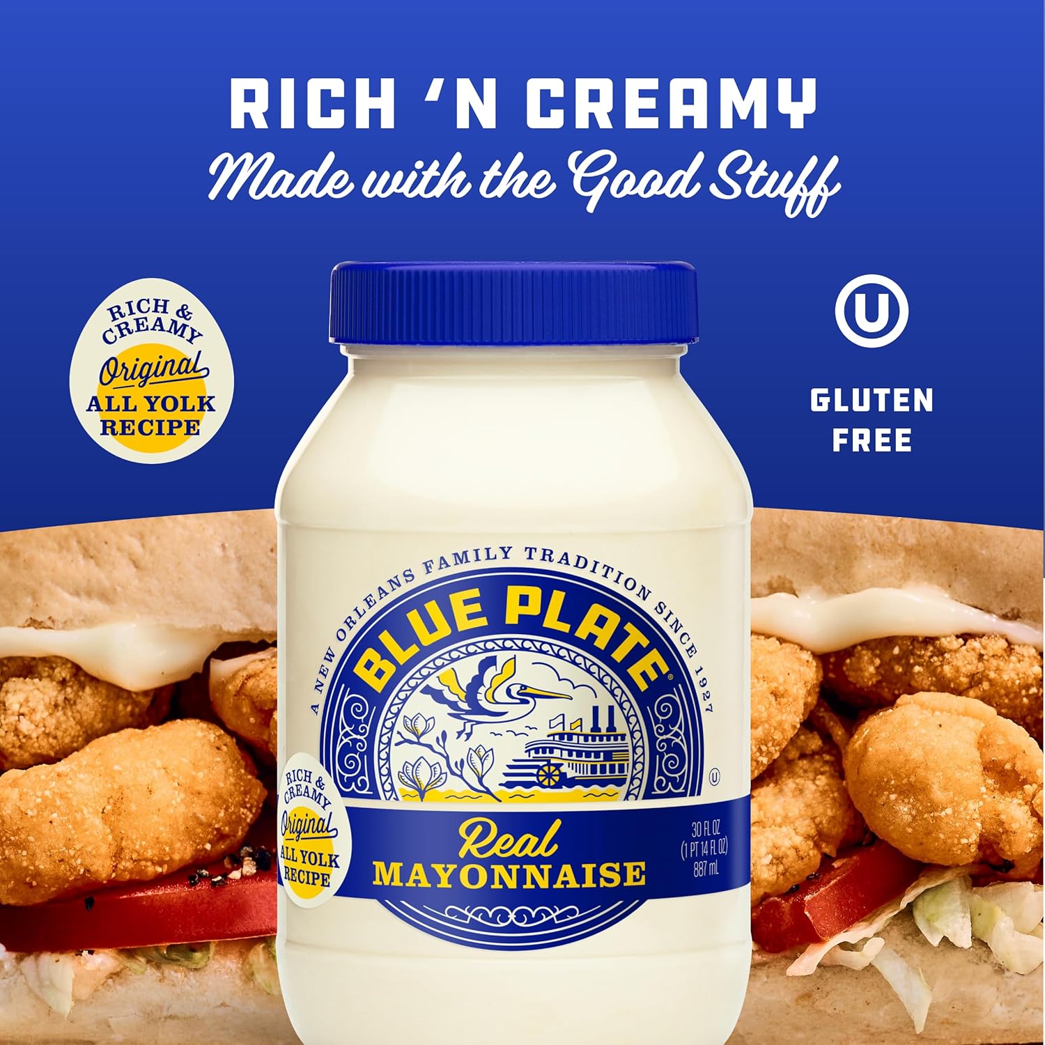 blue plate real mayonnaise 30 fl oz jar homestyle mayo for chicken salad