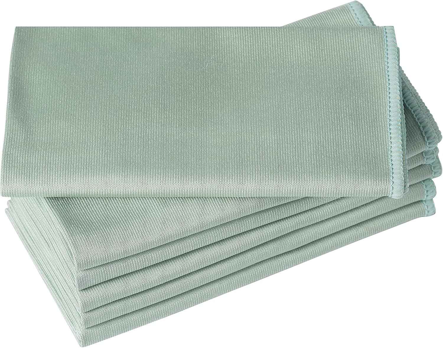 6 Pack Microfiber Glass Cleaning Cloth, 16 Inch X 16 Inch, Lint Free Quickly Clean Window, Glasses, Windshields, Mirrors, and Stainless Steel, Blue