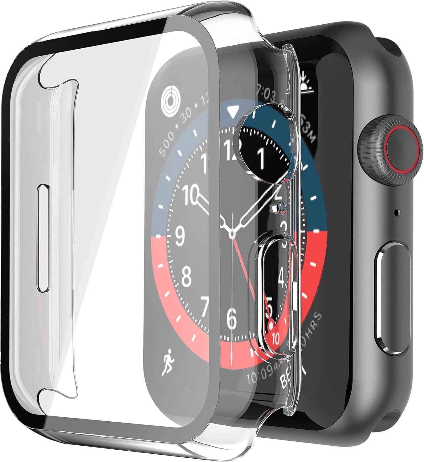 Misxi 2 Pack Tempered Glass Case Compatible for Apple Watch Series 11 (2025) Series 10 46mm, Screen Protector Cover for iWatch, Black