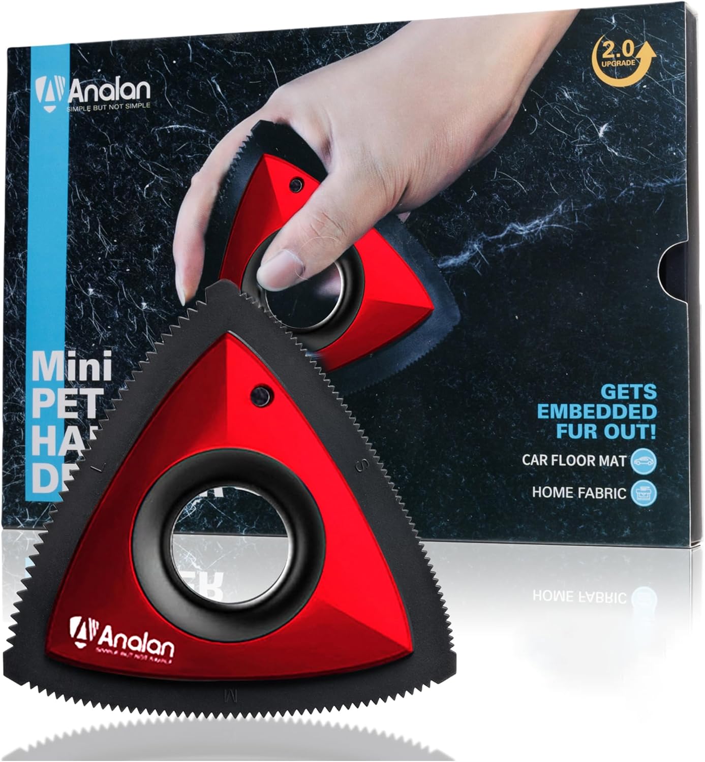 Analanan Mini Pet Hair Remover for Car Detailing Supplies, Carpet Dog Hair Remover, Jet Black