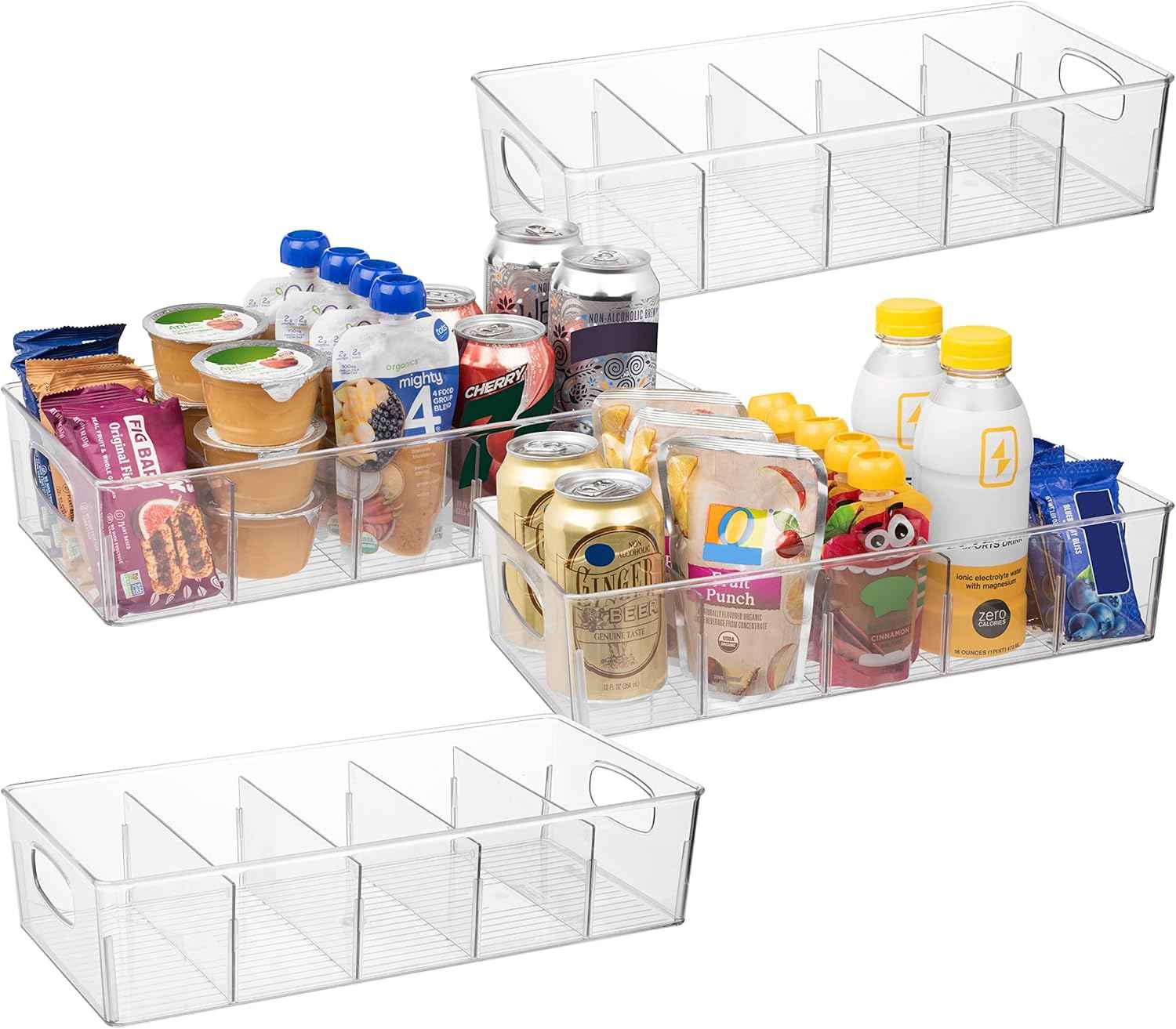 ClearSpace Plastic Pantry Organization and Storage Bins with Removable Dividers – Perfect Kitchen Organization or Kitchen Storage – Refrigerator Organizer Bins, Cabinet Organizers (2 Pack)
