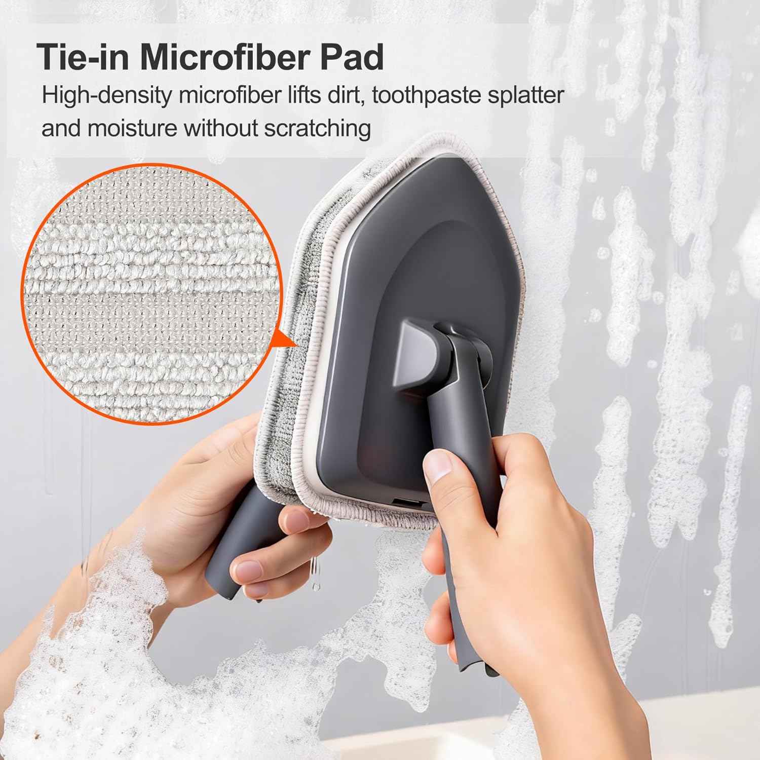 Tile Tub Scrubber Brush with 3 Different Function Cleaning Heads and 56" Extendable Long Handle-No Scratch Shower Scrubber for Cleaning Bathroom Kitchen Toilet Wall,Bathtub,Sink,Grey