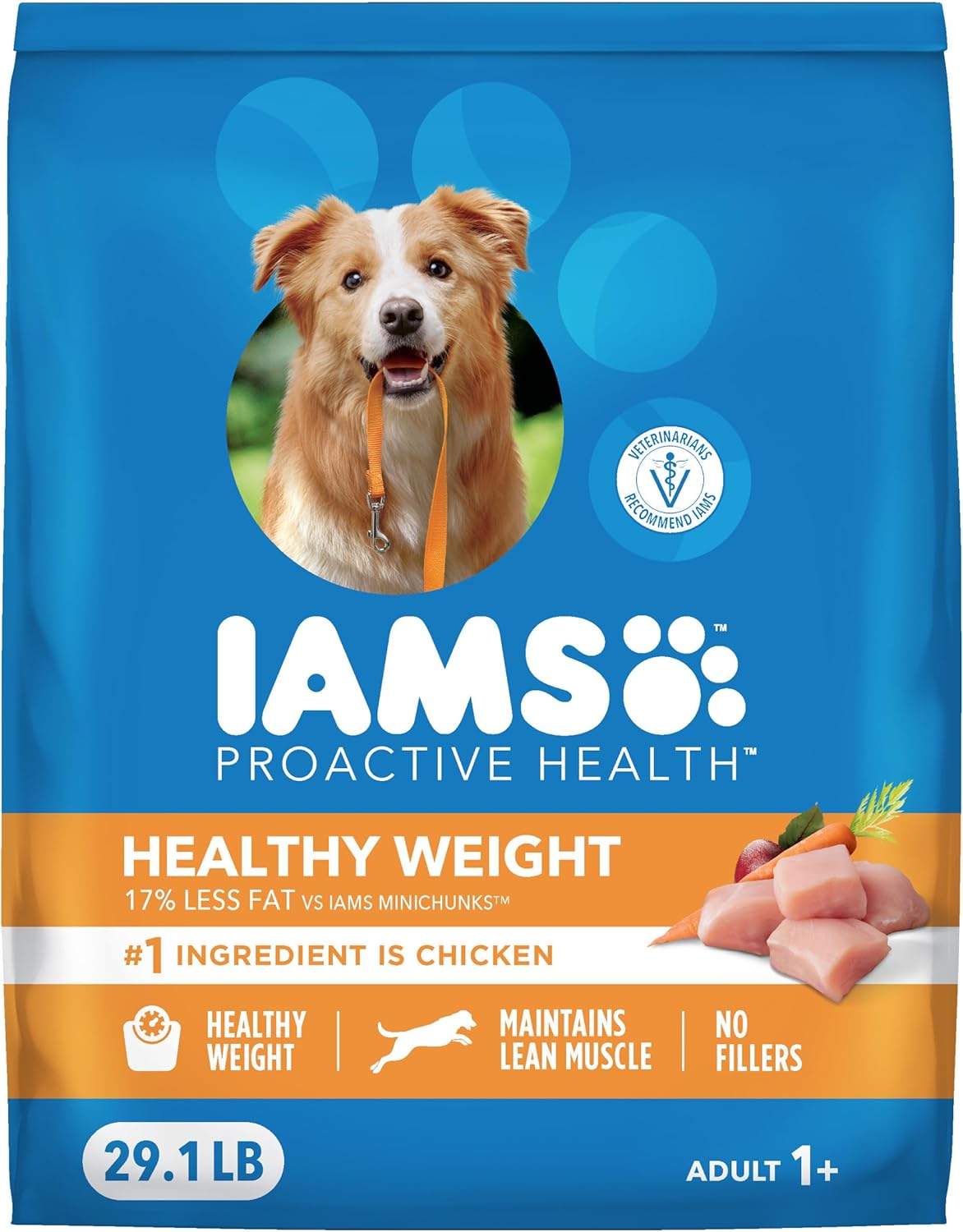 iams proactive health dry dog food adult weight management chicken 29.1 lb bag