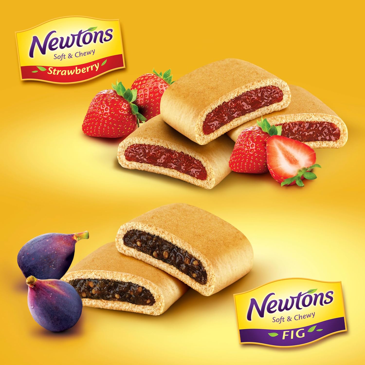 Newtons Soft & Fruit Chewy Fig & Strawberry Cookies 4 Packs Variety Gift