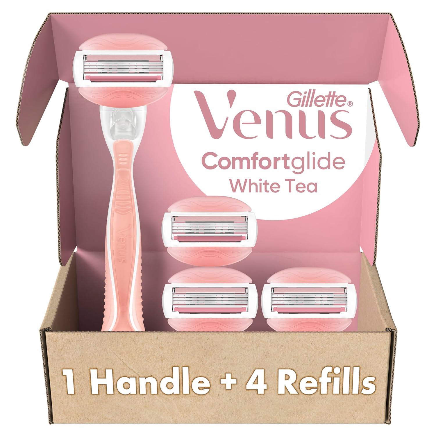 gillette venus white tea womens razor handle 4 blade refills