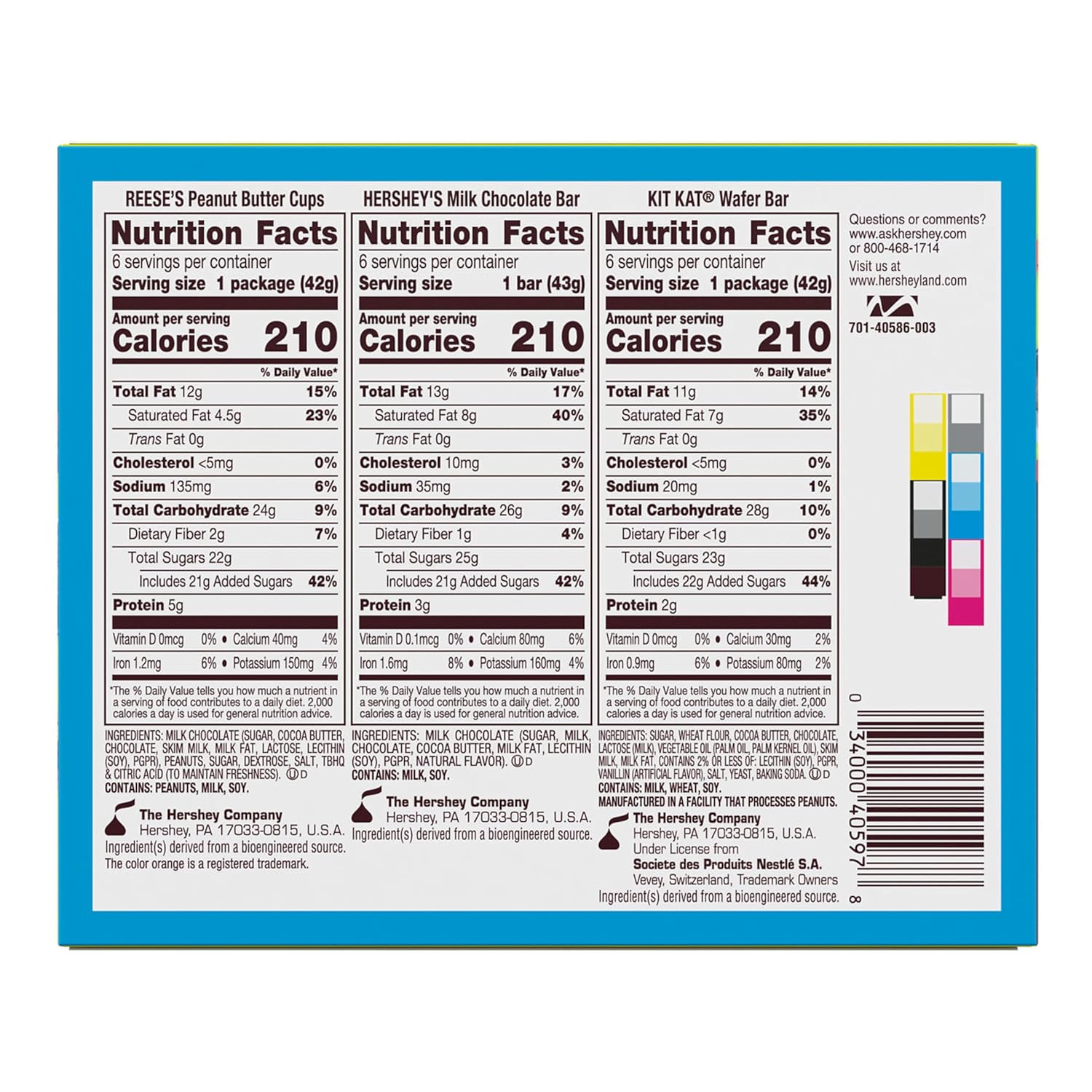 Hershey's assorted milk chocolate candy variety box 27.3 oz 18-count