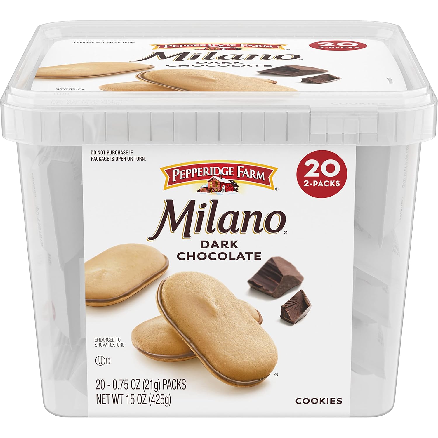 Pepperidge Farm Milano Dark Chocolate Cookies, multipack of 20 0.75-oz. packs, 2 cookies per pack
