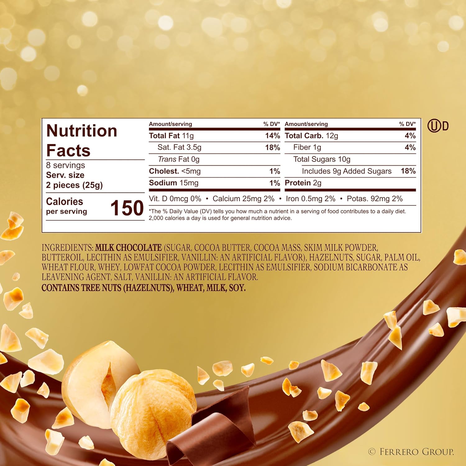 Ferrero Rocher gourmet hazelnut milk chocolate gift box with 16 individually wrapped chocolates, 7 oz, perfect for gifting and sharing