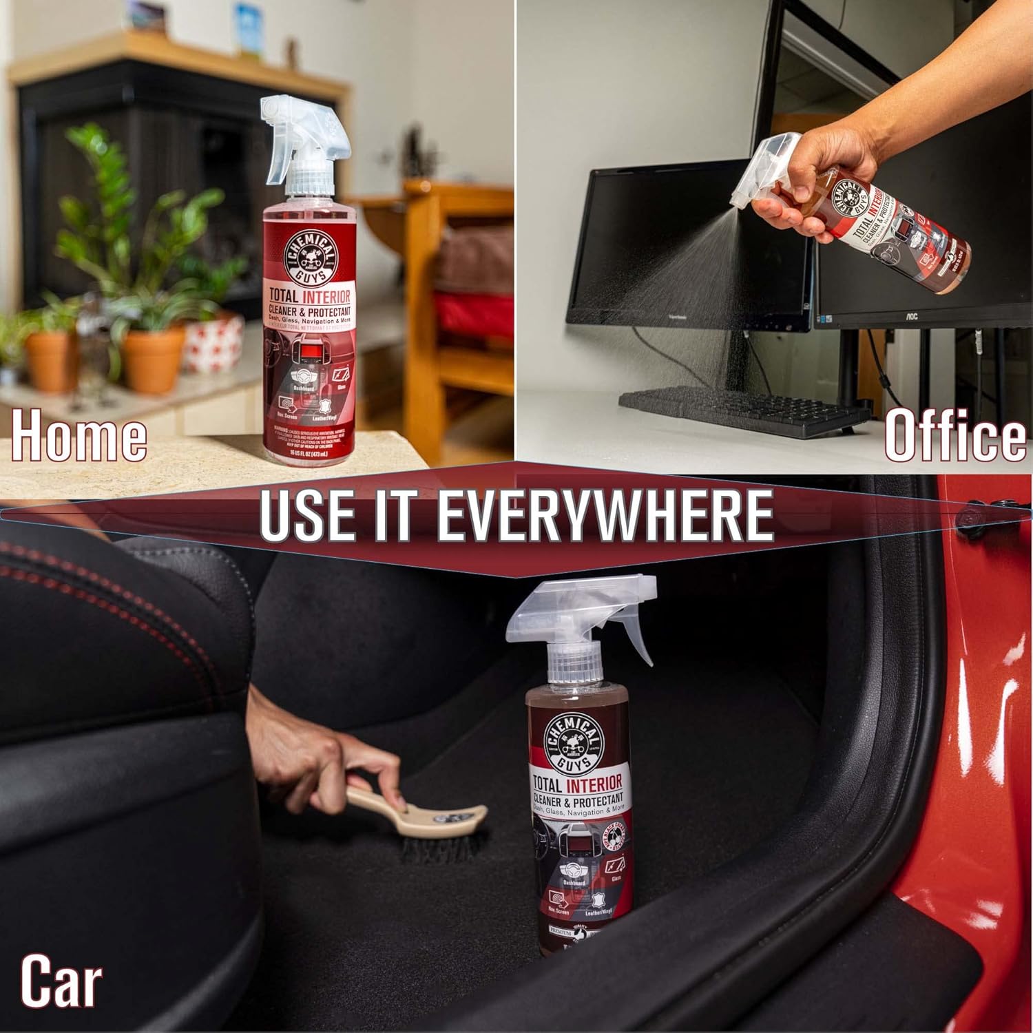 Chemical Guys total interior cleaner & protectant spray for leather, vinyl, plastic, rubber & glass - 16 oz - black cherry