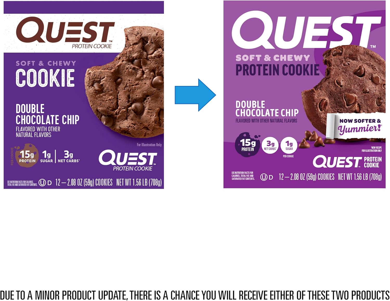 Quest Soft & Chewy Double Chocolate Chip Protein Cookies, 15g Protein, Low Sugar, 12 Count