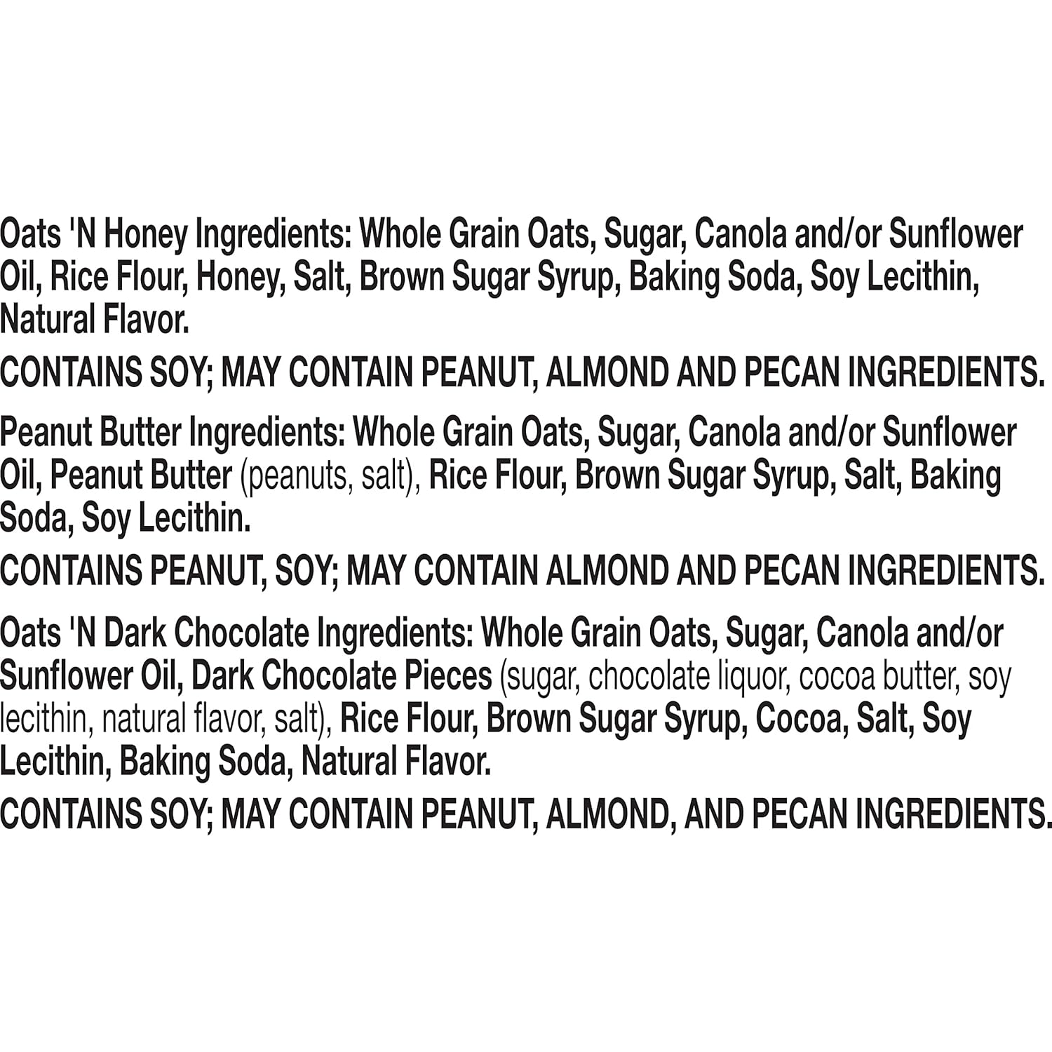 Nature Valley crunchy granola bars, oats n honey, peanut butter, and oats n dark chocolate, 60 bars, 44.7 oz
