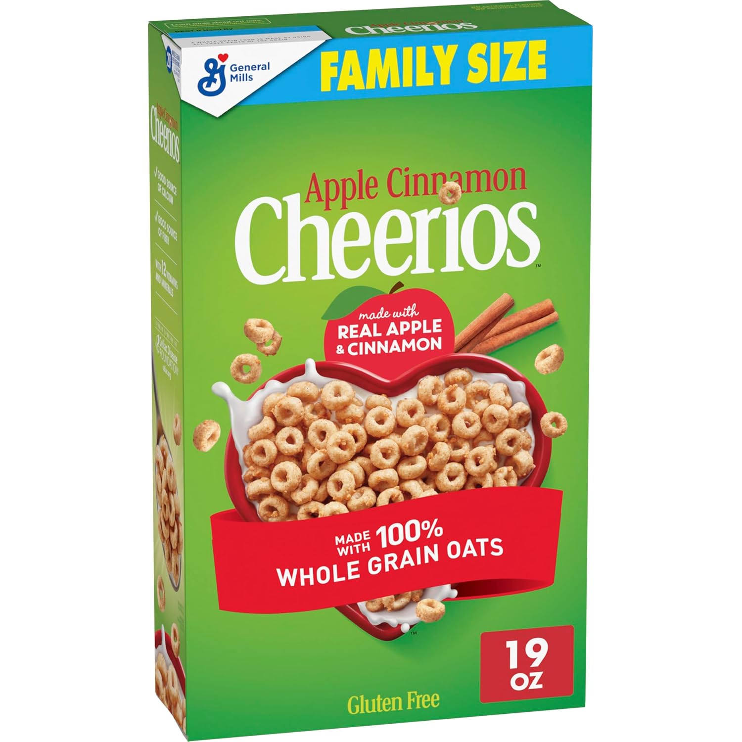 Apple Cinnamon Cheerios Family Size Heart Healthy Gluten Free Oat Cereal 19 oz