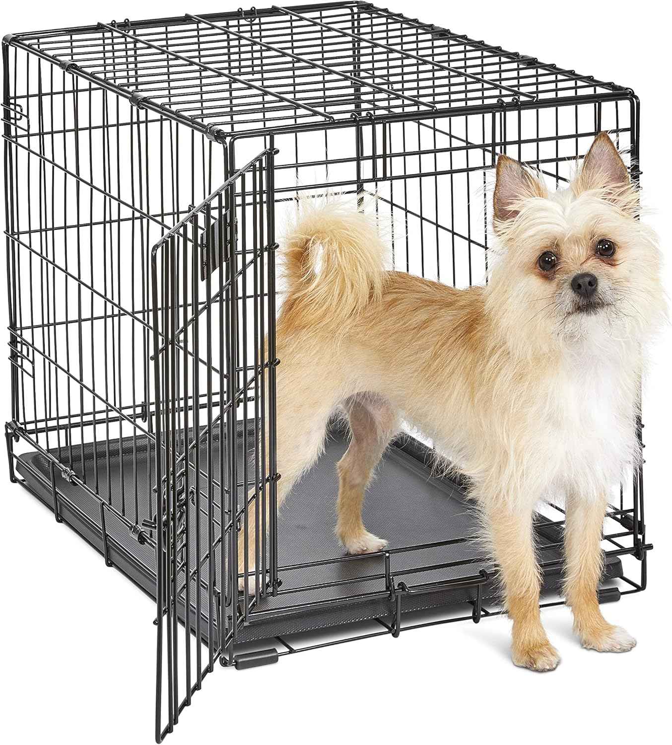 MidWest Homes for Pets 36-Inch iCrate Folding Dog Crate with Divider Panel, Leak-Proof Tray & Secure Latches – Metal Wire Kennel for Medium Large Breeds – Portable, Durable & Easy to Assemble