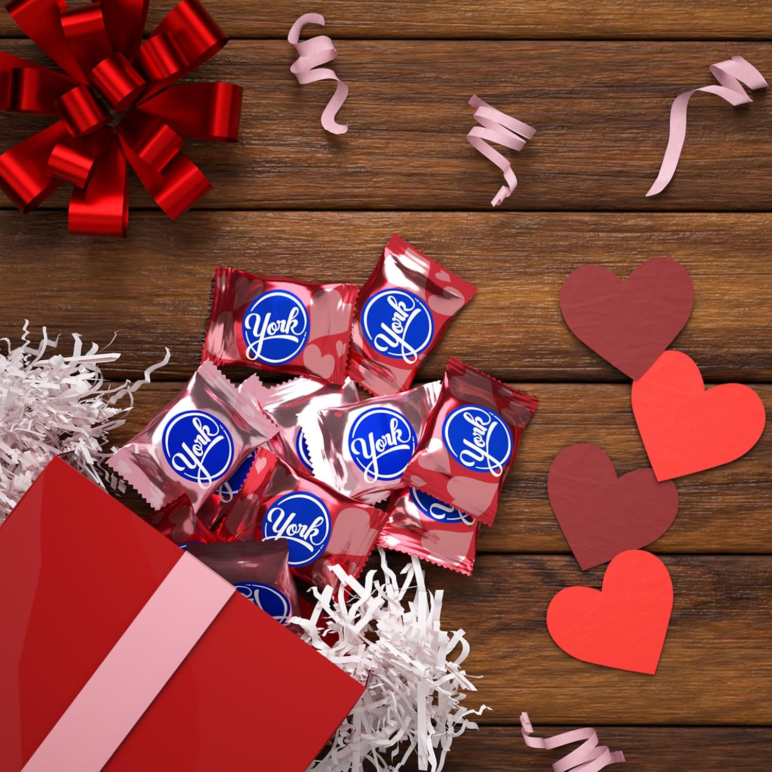 york dark chocolate peppermint patties hearts 9.6 oz valentine's candy gift bag