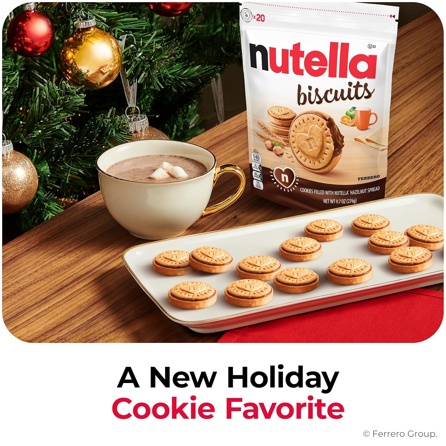 Nutella biscuits cookies filled with hazelnut spread, sweet snack pack, holiday christmas cookies, 9.7 oz