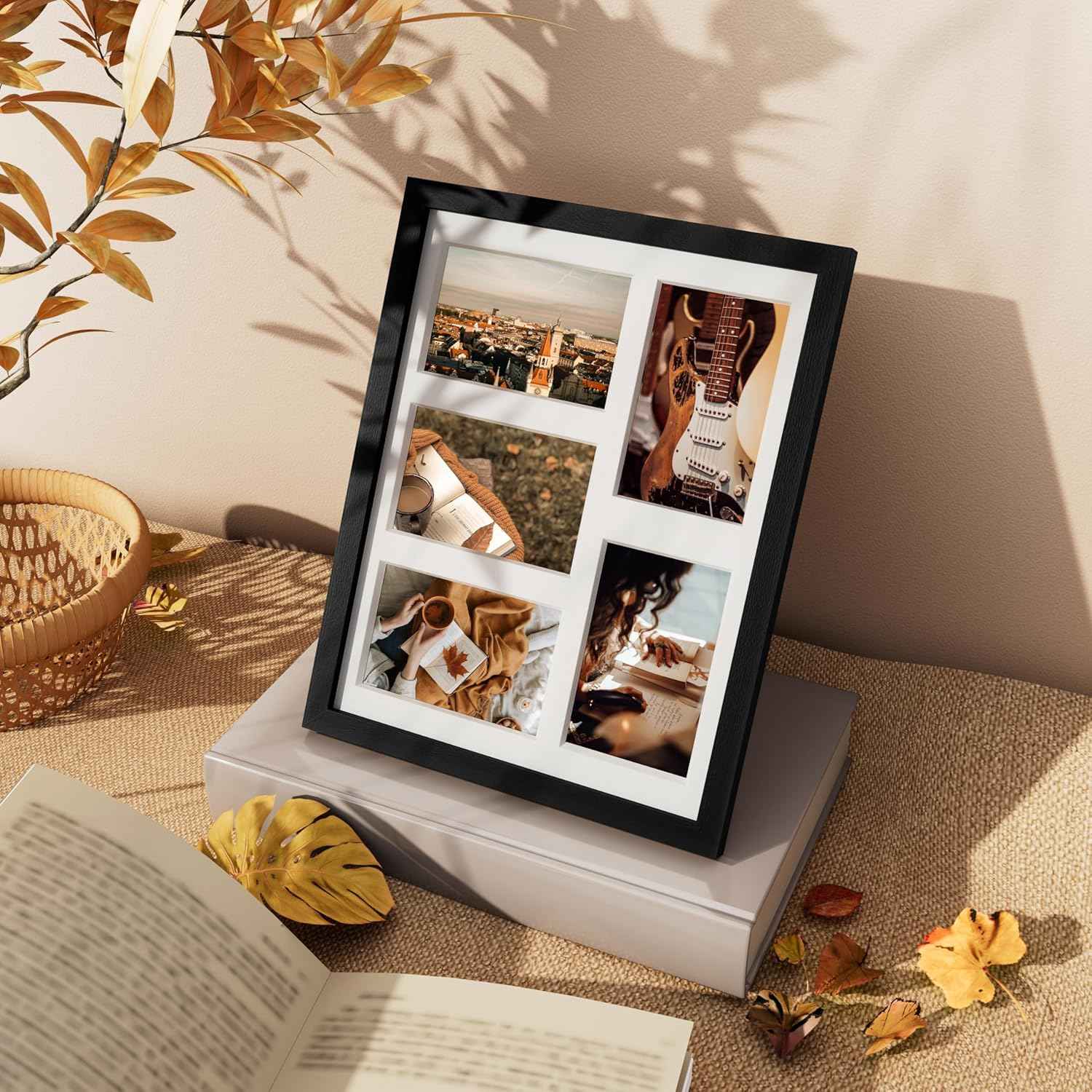 Vittanly 11x14 Collage Picture Frame, Displays 5Pcs 4x6 Pictures with Mat or 1Pcs 11x14 without Mat for Wall Mounting, Picture Frames Collage Wall Decor in Black, 1 Pack