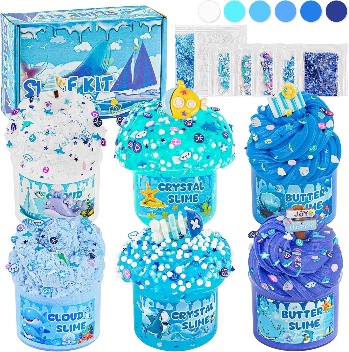 6 Pack Slimes, Pink Slime Kids, Cloud Slime kit for Girls Ages 8-12, Toys for Girls and Boys, for Kids Slime Set Party kit Goodie Bag Stuffers, 4 5 6 7 8 9 10 Year Old Girl Birthday Gift Cute Stuff