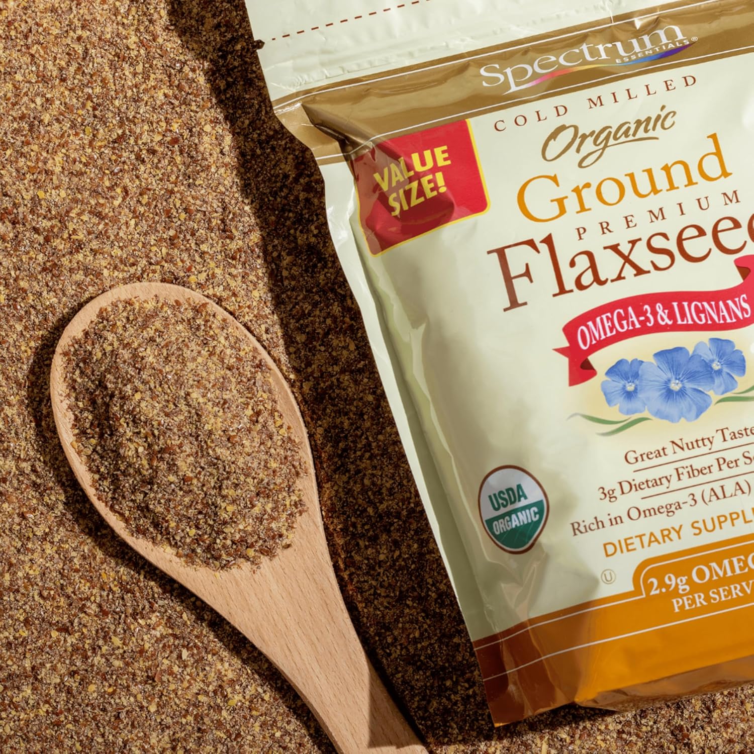 Spectrum Essentials 24 Oz Organic Ground Flaxseed, Gluten Free, Non-GMO and High in Omega-3 ALA Fatty Acids