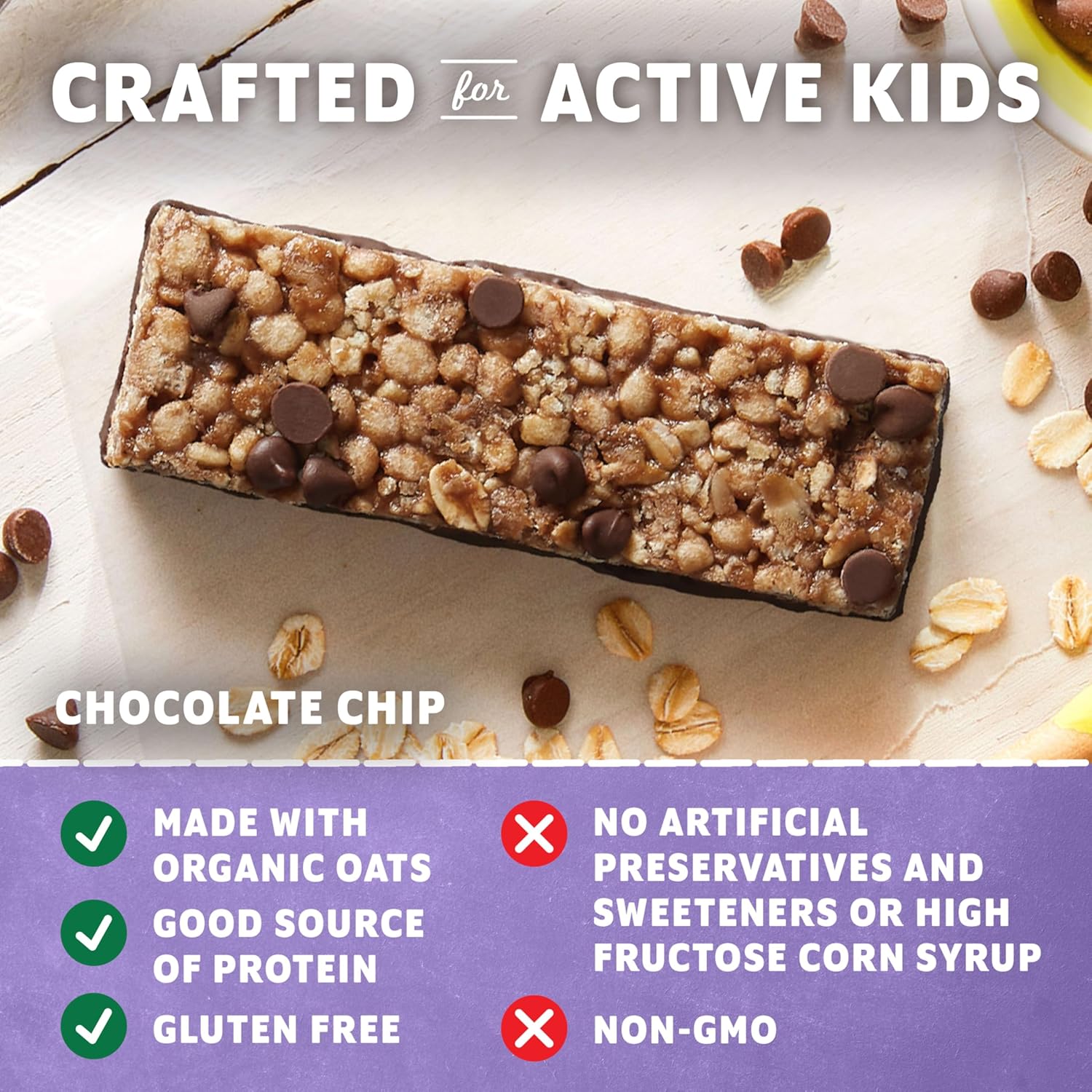 Zbar Protein Chocolate Chip Crispy Snack Bars 15 Pack Non-GMO Gluten Free 5g Protein