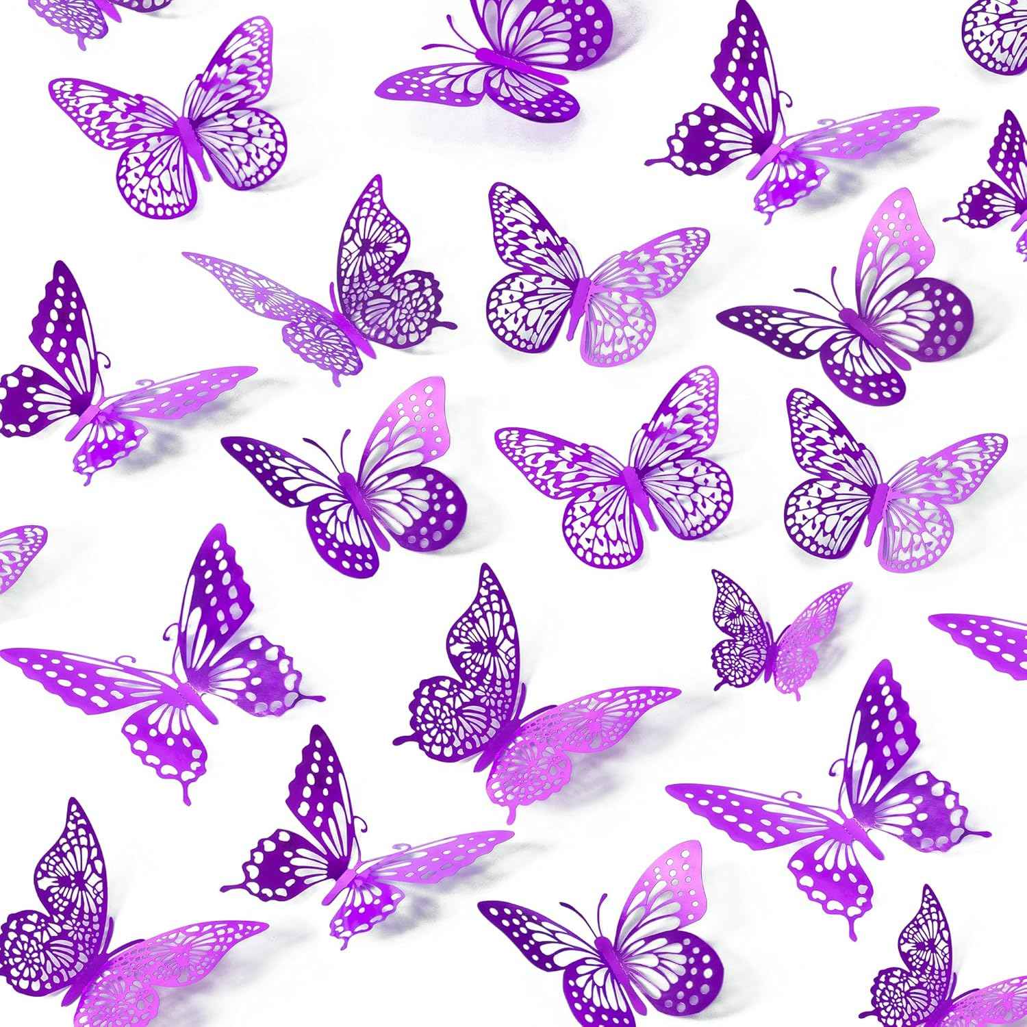 SAOROPEB 3D Butterfly Wall Decor - 48 Pcs, 4 Styles, 3 Sizes, Gold Butterfly Decorations for Birthday & Party Celebrations, Removable Stickers