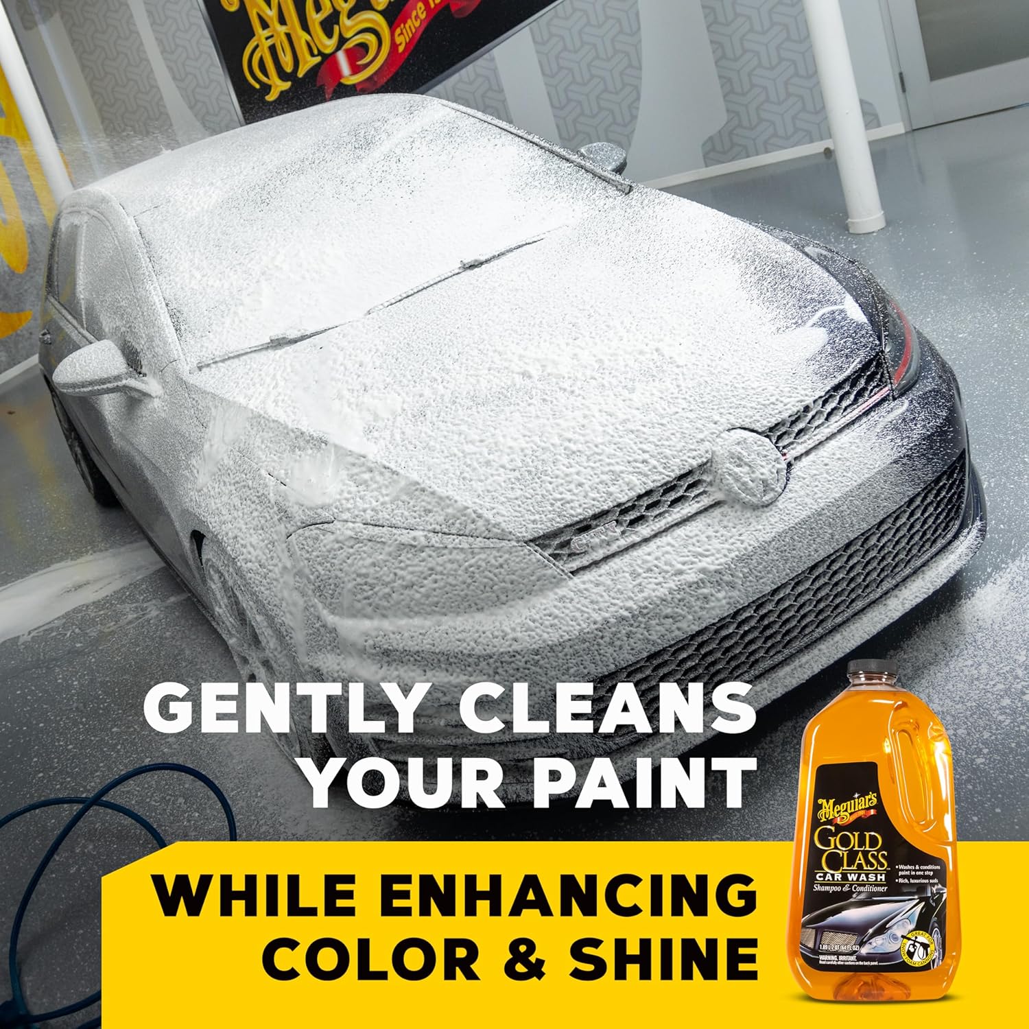 Meguiar's Gold Class Car Wash - 64 Oz, Foam Cannon or Bucket Wash, Safe for All Paint Types, 1-Step Cleaning and Conditioning