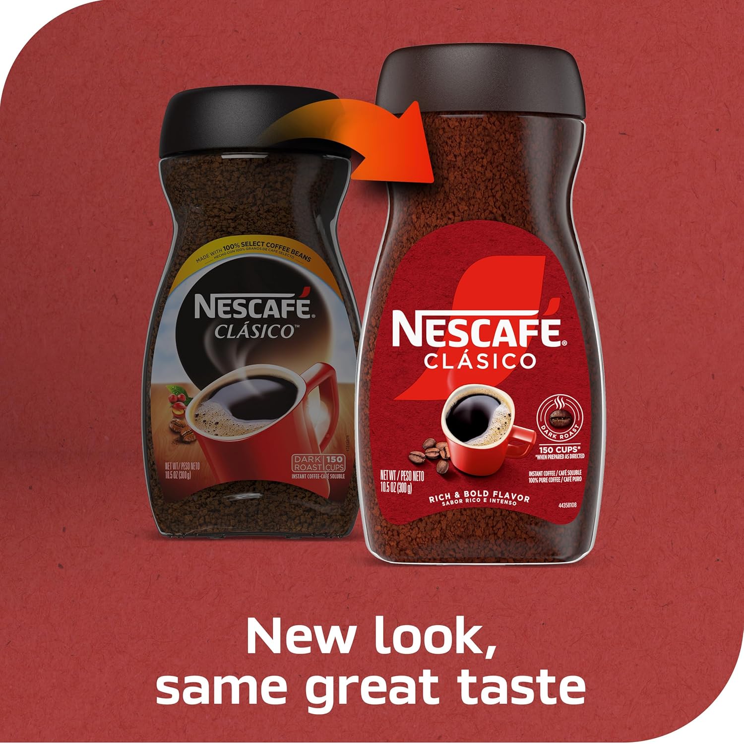 nescafe clasico instant dark roast coffee, 10.5 oz, 1 jar, 150 cups
