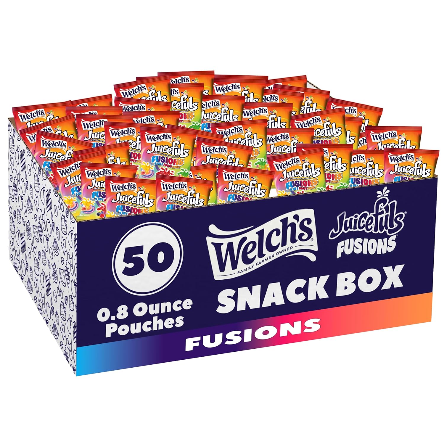Welch's Fruit Snacks, Juicefuls Fusions, Assorted Fruit Flavor, Gluten Free, 50-Pack, 0.8oz Each