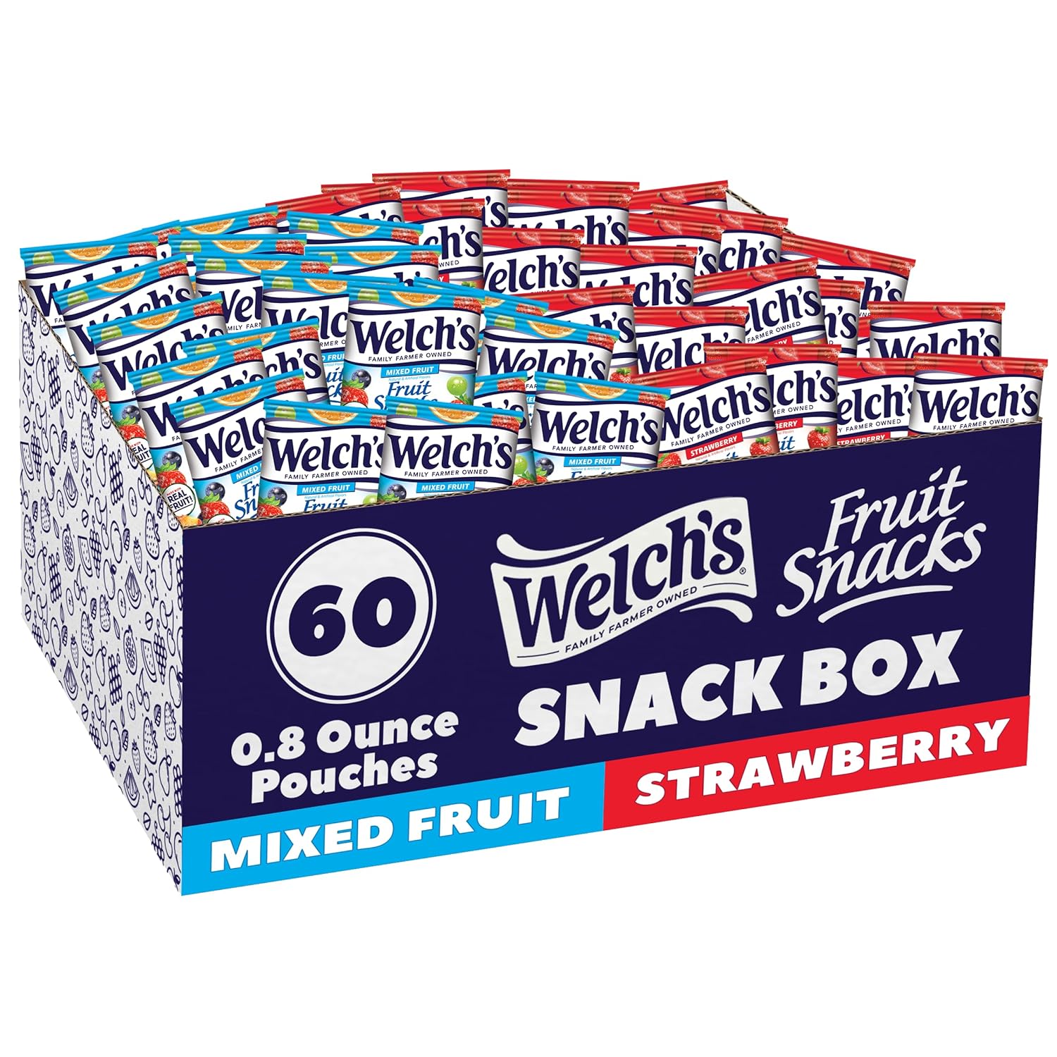 Welch's Mixed Fruit & Strawberry Snack Packs, 0.8oz, 60 count, Gluten-Free, Vitamin-Rich, Individually Wrapped