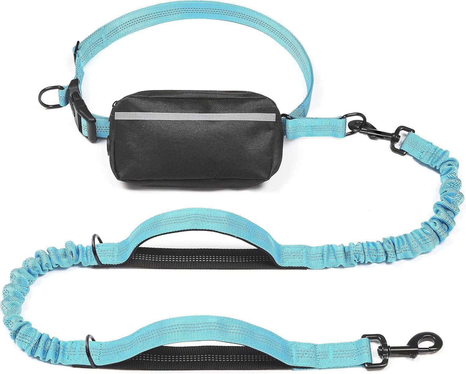 iYoShop hands-free dog leash with zipper pouch and dual padded handles for medium and large dogs (large, 25-120 lbs, black)