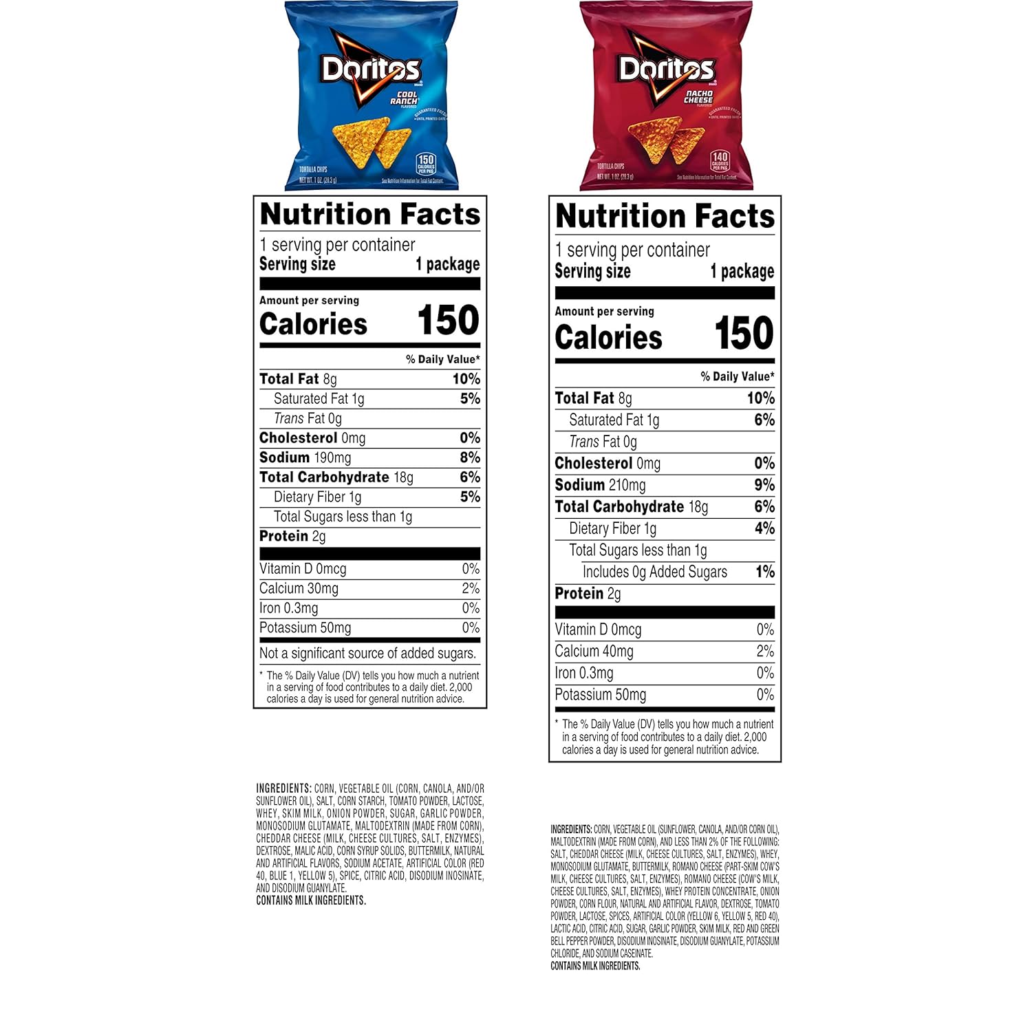 Doritos favorites variety pack nacho cheese and cool ranch 1 oz single serve bags pack of 40