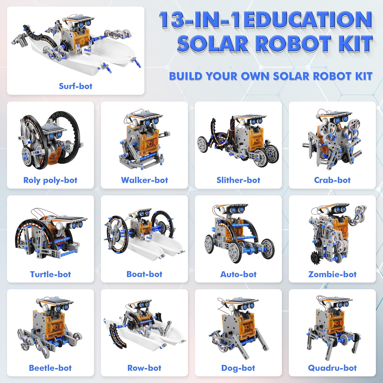 Bottleboom STEM 13-in-1 Education Solar Power Robots Toys for Boys Age 8-12, Educational Toy Science Kits for Kids Experiment Robotics Set Birthday Gifts for 8 9 10 11 12 Years Old