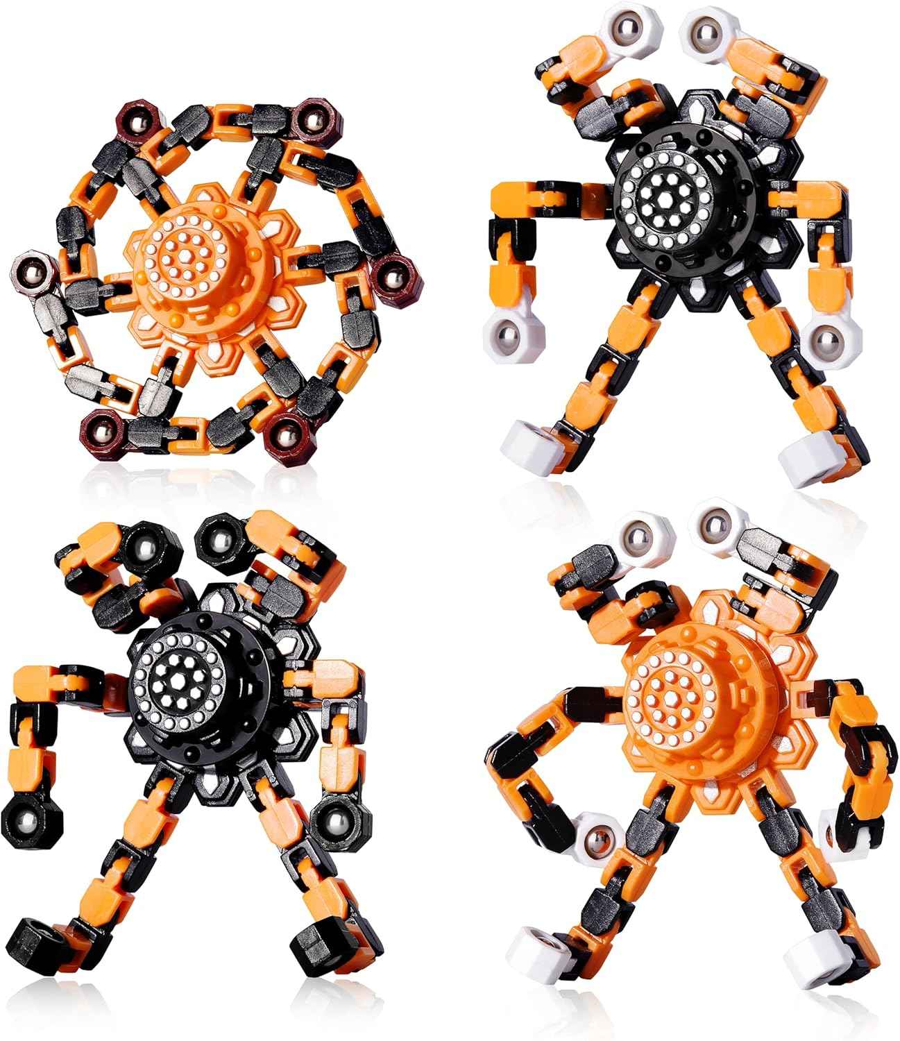 Valentines Day Gifts Transformable Fidget Spinners Toys 4 Pcs for Kids and Adults Stress Relief Sensory Toys for Boys and Girls Age 8-13 Fingertip Gyros Easter Basket Stuffers for Teens