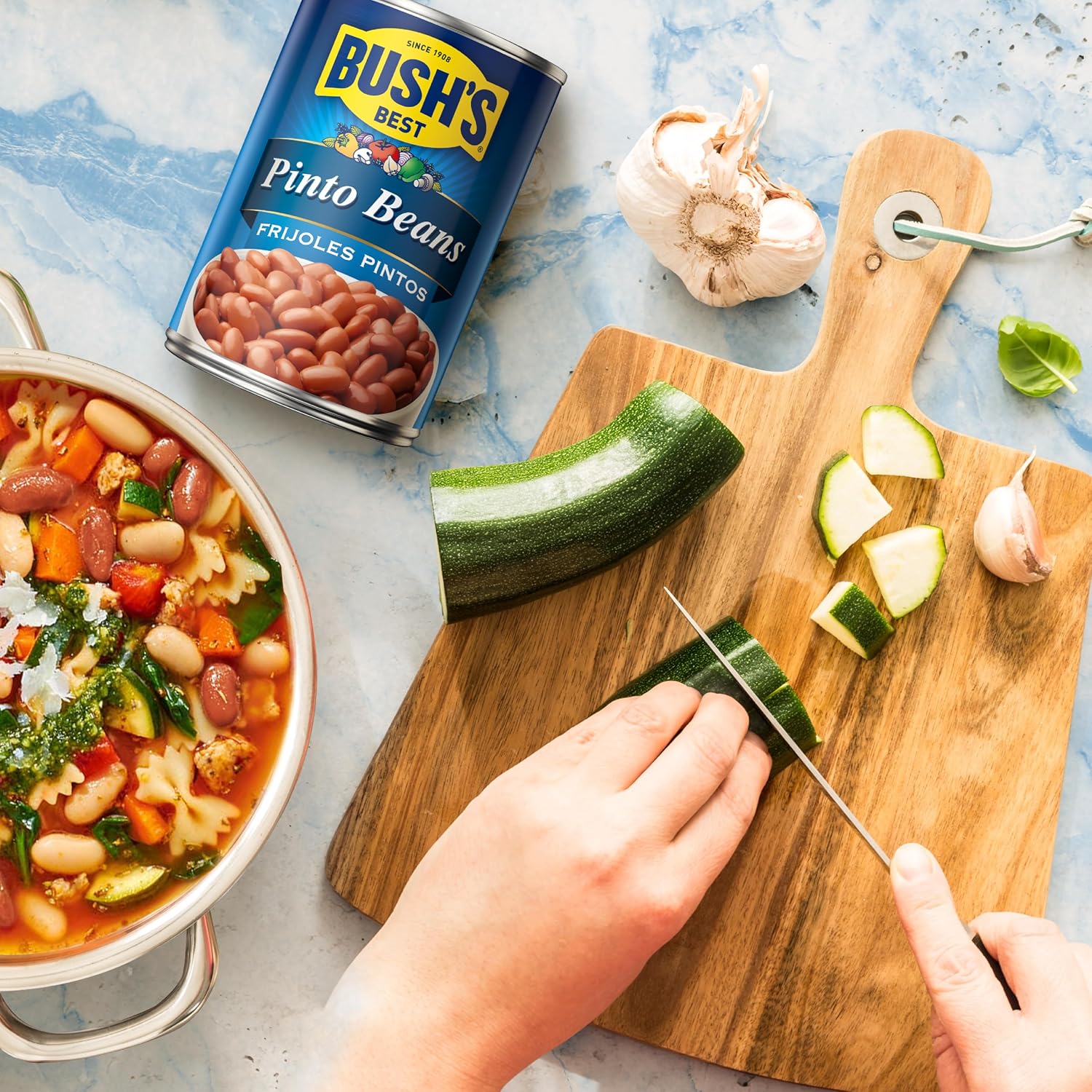 Bush's Best 16 oz Canned Pinto Beans, low fat and gluten free, great for soups, salads and plant-based meals, pack of 12