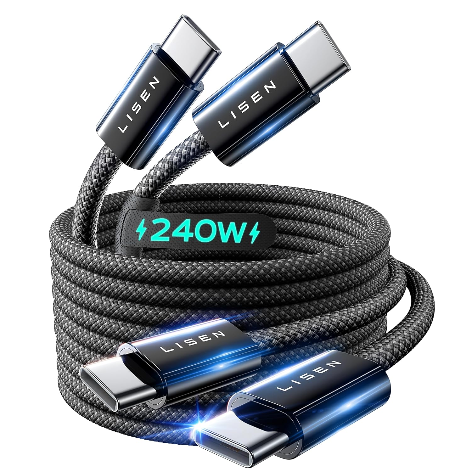 Lisen 6.6ft 2-pack 240W USB-C to USB-C cable fast charging for iPhone 17, 16, 15 Pro Max, iPad, MacBook, Samsung S26, S25 Ultra