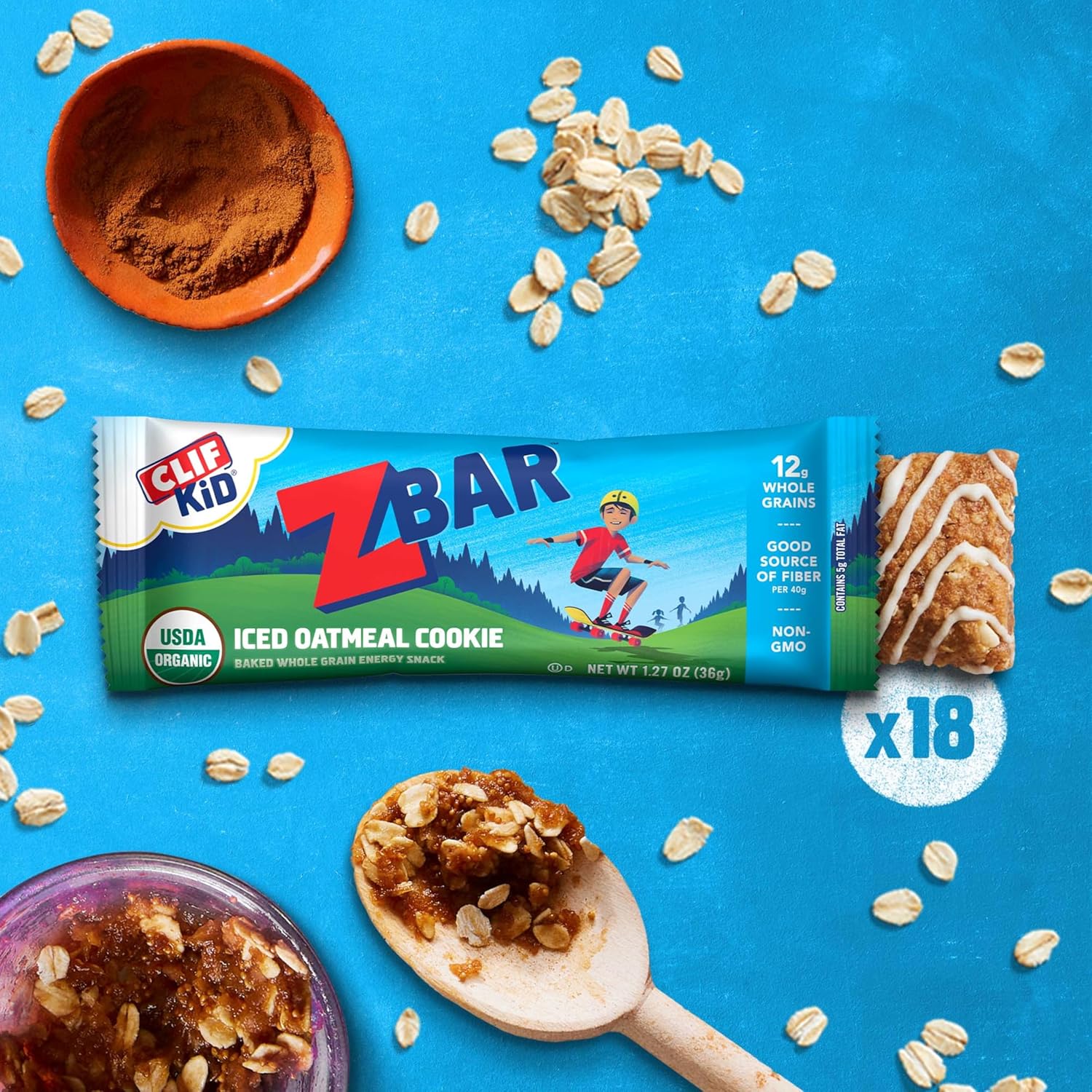 usda organic granola bars zbar soft-baked energy snack bars non-gmo 12g whole grains 18 pack