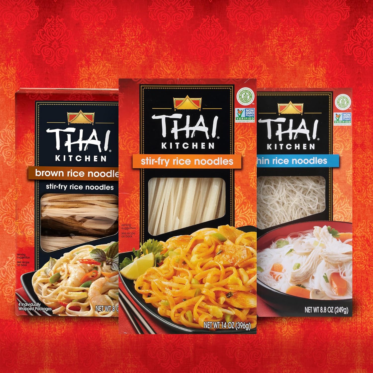 Thai Kitchen Gluten Free Thin Rice Noodles, 8.8 oz, Authentic Thai Flavor, Vegan, Gluten Free