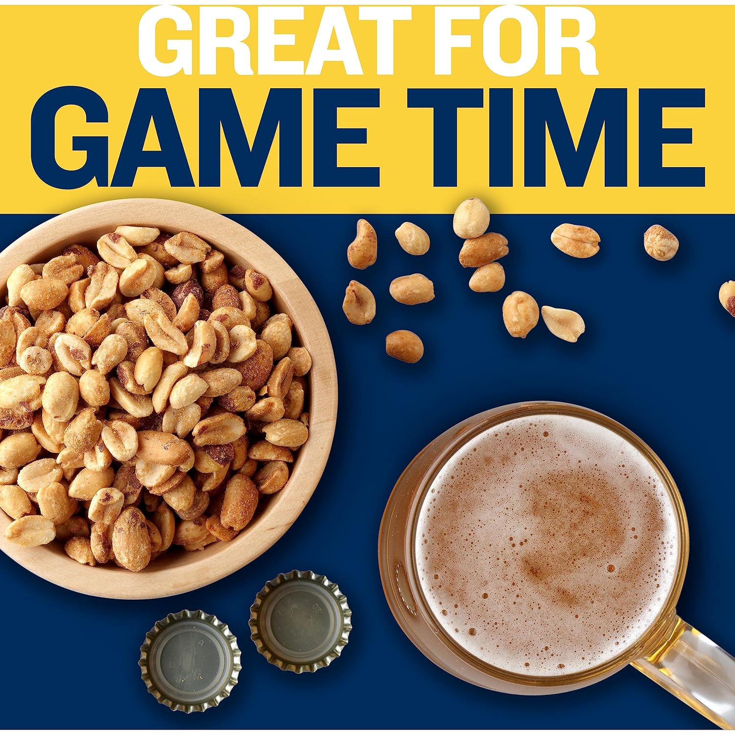 Planters salted peanuts, 16oz dry roasted party snacks with plant-based protein, 1 jar