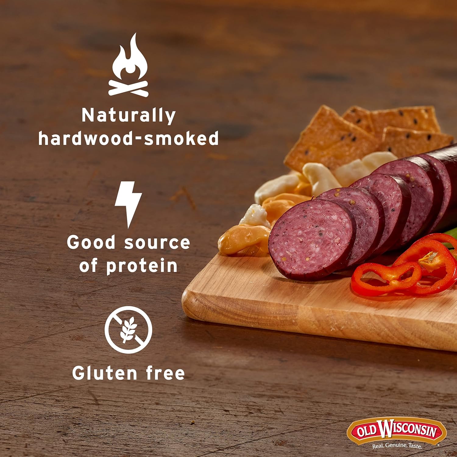 old wisconsin premium summer sausage, 100% natural meat, beef flavor, 8 ounce, keto, gluten free