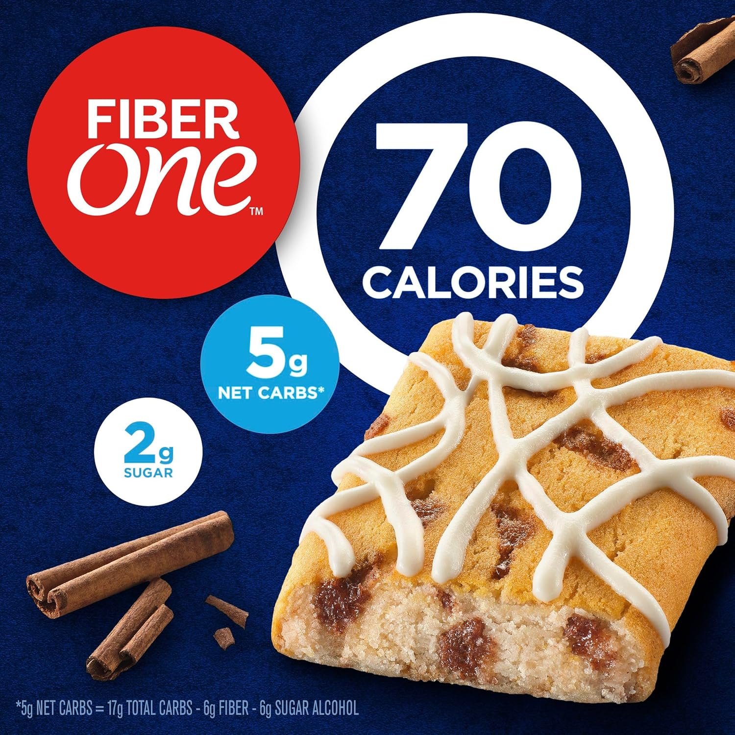 Fiber One 70 Calorie Soft Baked Cinnamon Coffee Cake Bars, 18 Ct, 16 oz Mega Pack, Low Calorie Snack