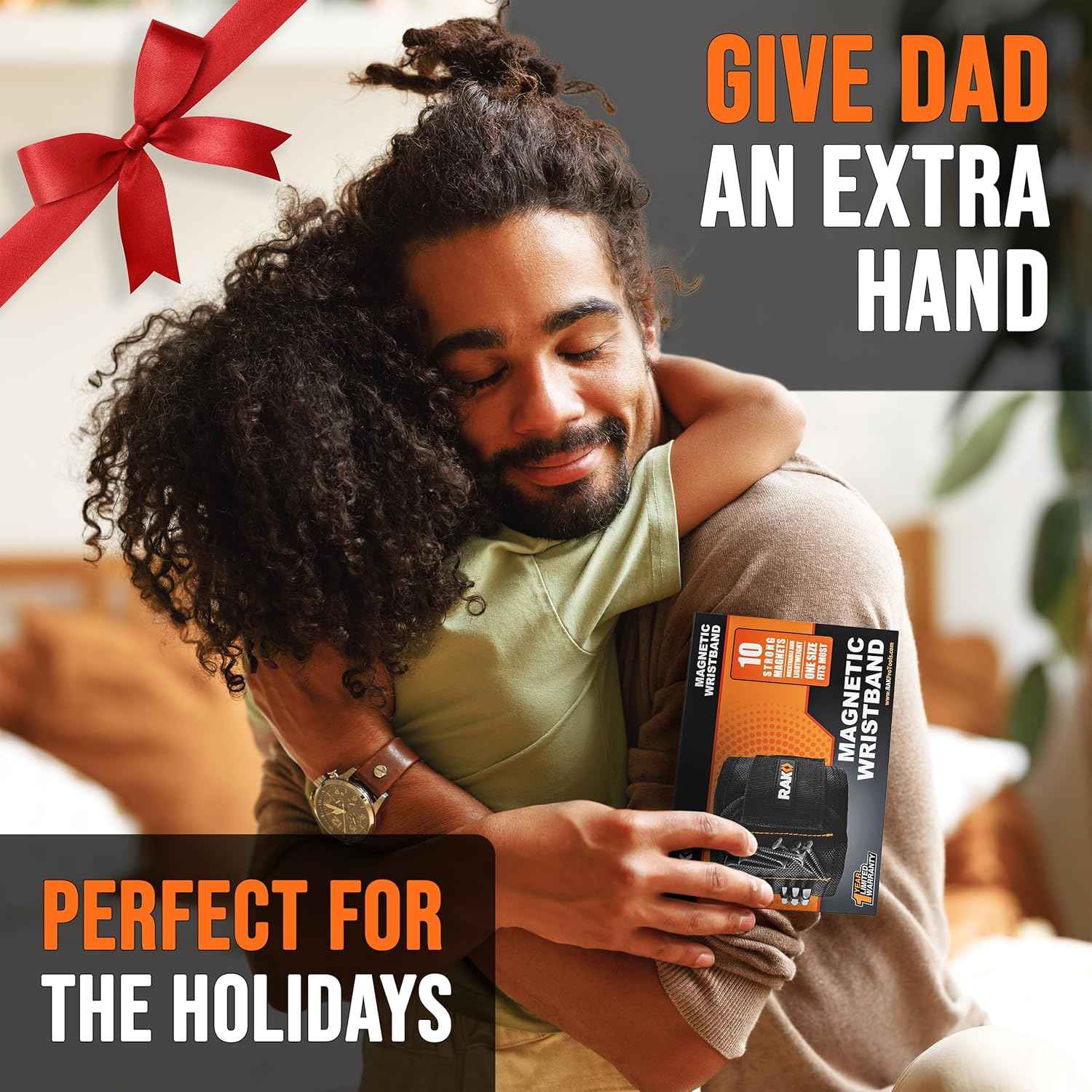 RAK Magnetic Wristband Gifts for Men - Premium Tool Belt for Holding Screws Nails with Powerful Magnets, Cool Gadgets Stocking Stuffers for Men, Holiday for Dad, Husband, Grandpa, Him