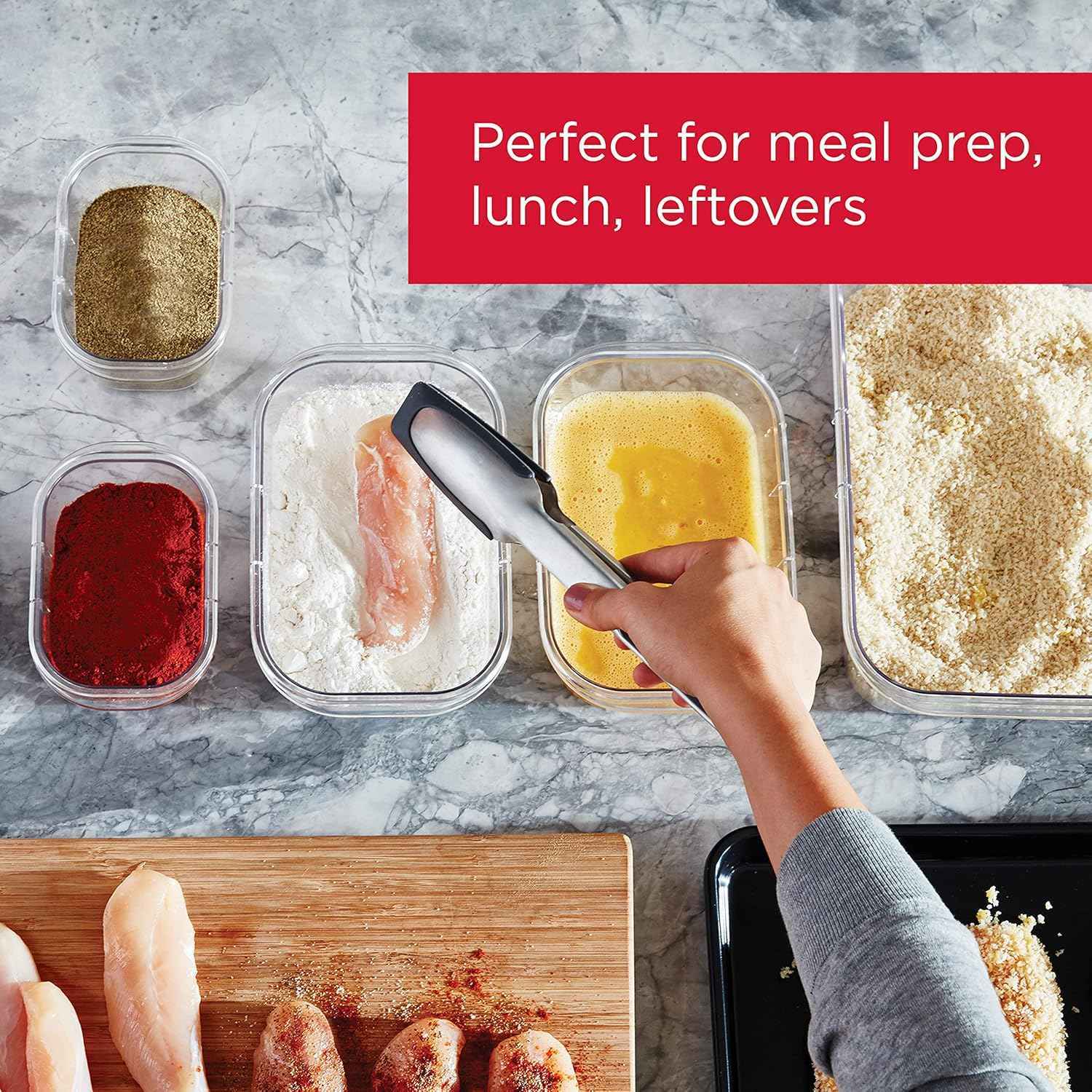 Rubbermaid Brilliance BPA Free 44-Piece Food Storage Containers Set Airtight Leak-Proof with Lids for Meal Prep Lunch and Leftovers