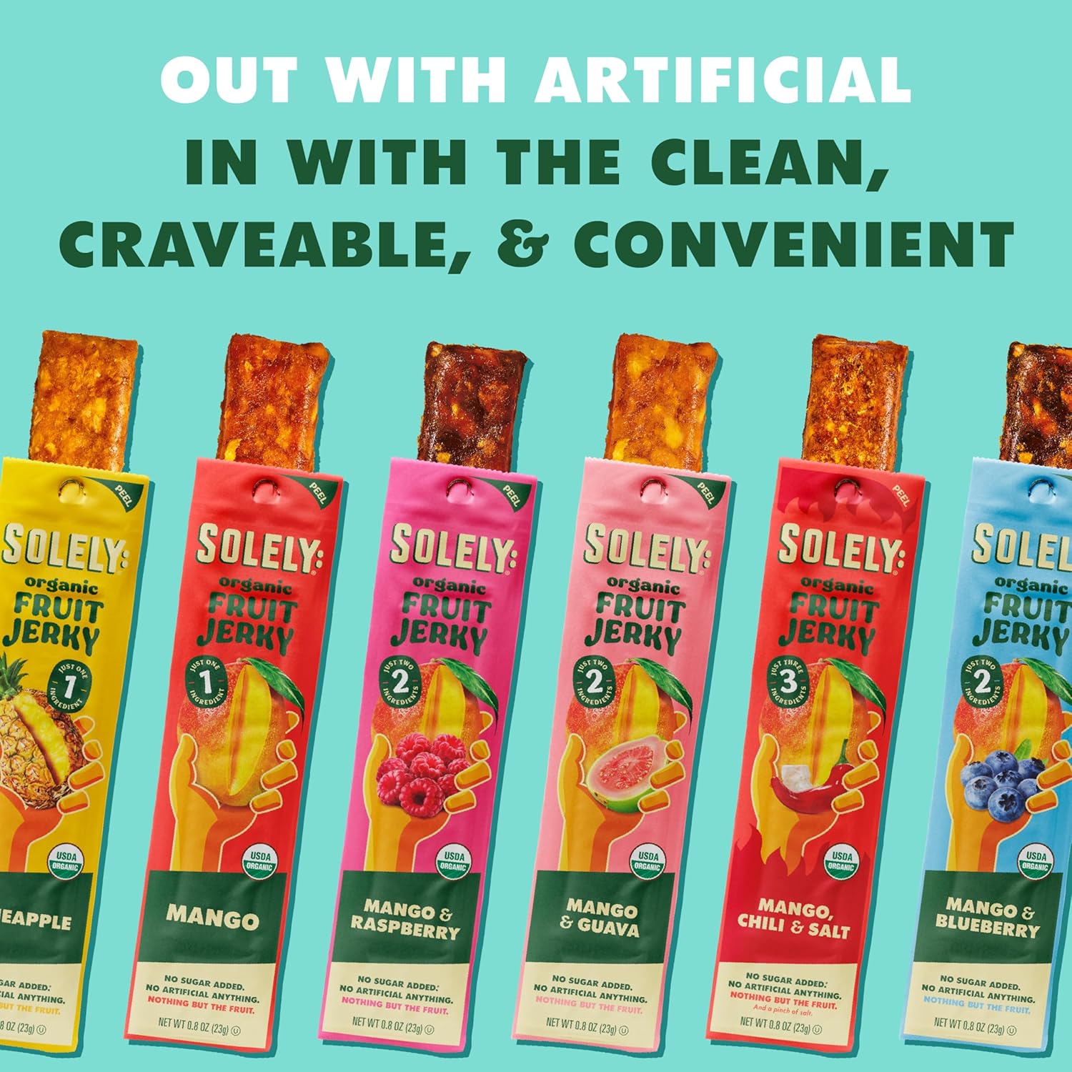 solely organic mango fruit jerky 12 individually wrapped fruit strips healthy vegan snacks