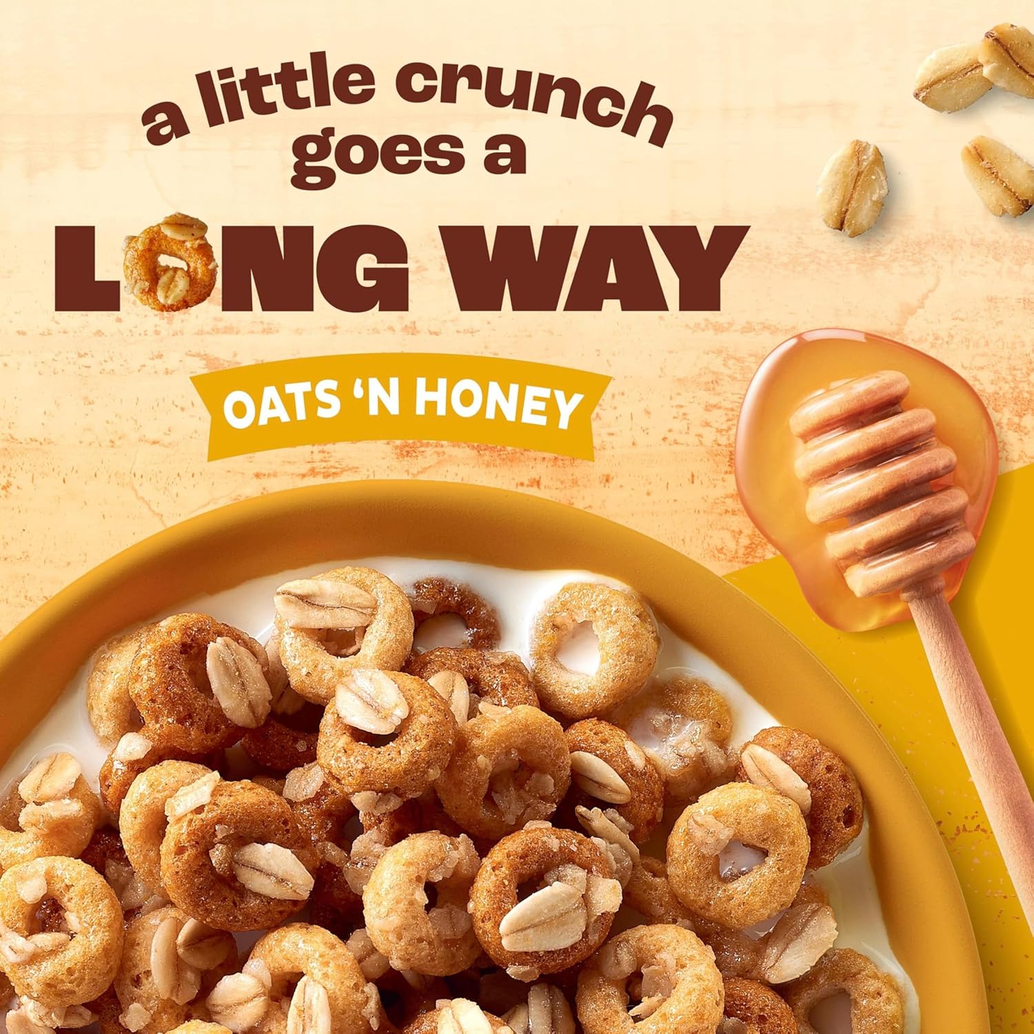 Cheerios Oat Crunch Oats 'N Honey Breakfast Cereal, 24 oz Family Size, Whole Grain, Multigrain
