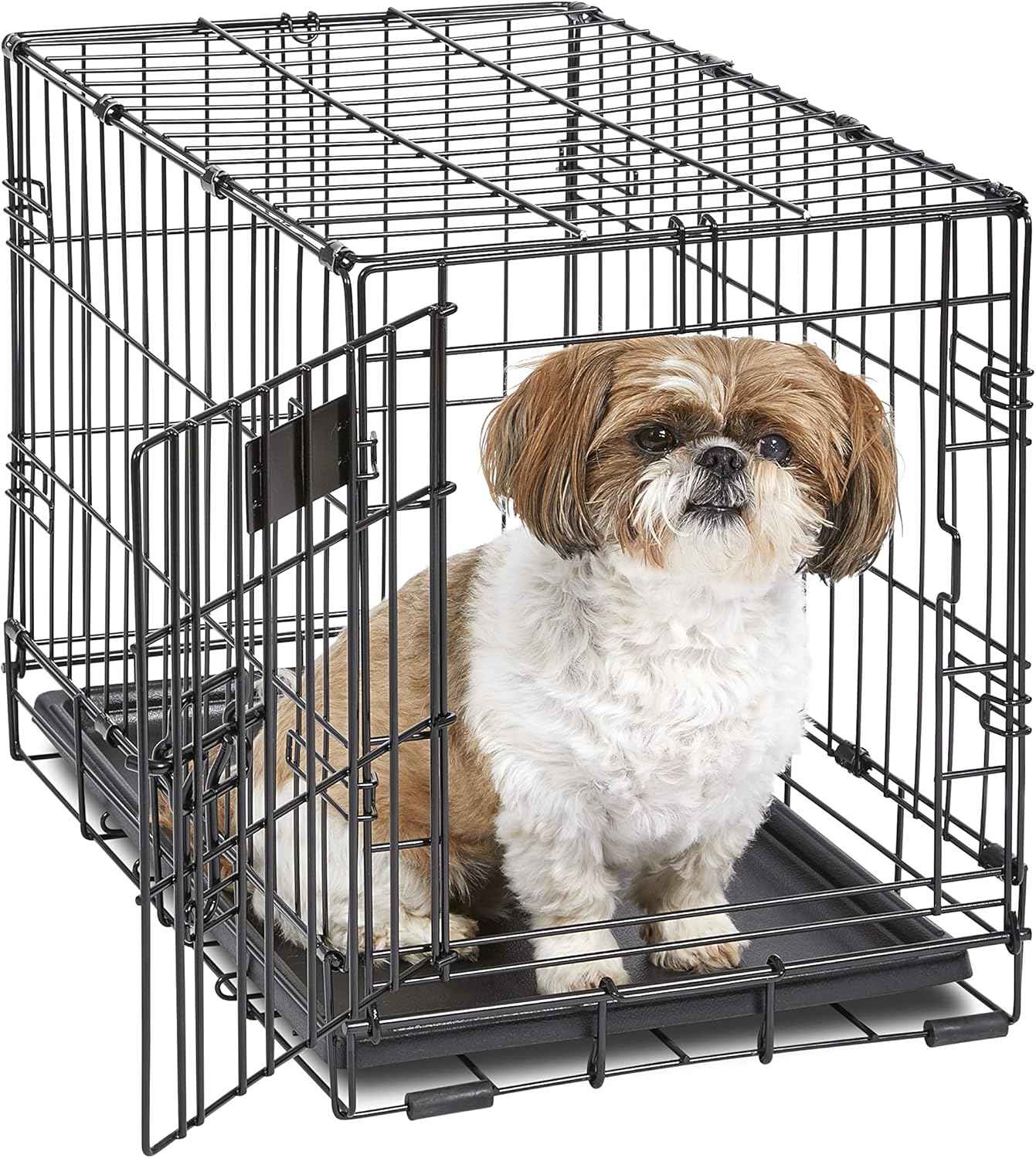 MidWest Homes for Pets 36-Inch iCrate Folding Dog Crate with Divider Panel, Leak-Proof Tray & Secure Latches – Metal Wire Kennel for Medium Large Breeds – Portable, Durable & Easy to Assemble