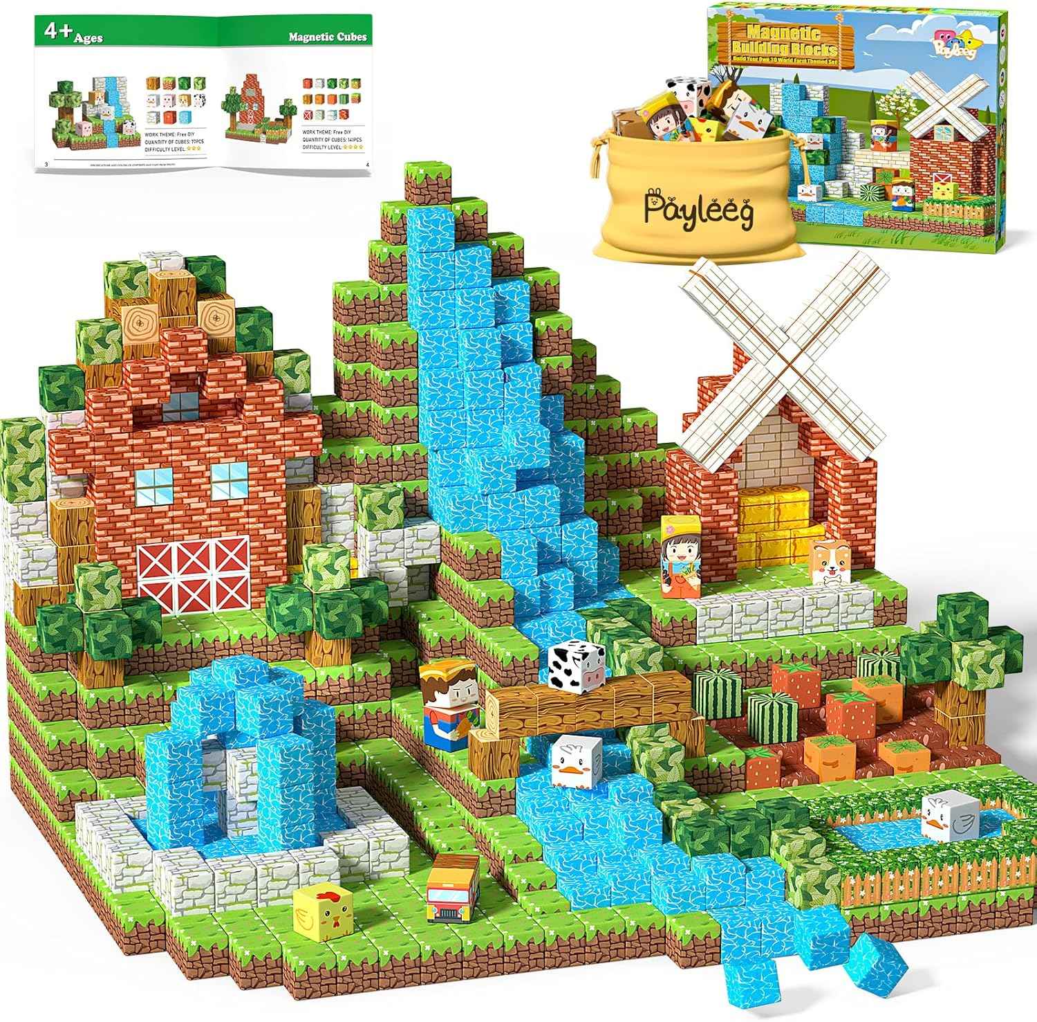 Payleeg Magnetic Blocks, Forest Animals Magnet World Set, Magnetic Building Cubes for Boys Girls Age 4-8, 5-7, 8-12, STEM Montessori Sensory Toys for 3+ Toddlers, Travel Outdoor Toy Gifts for Kids