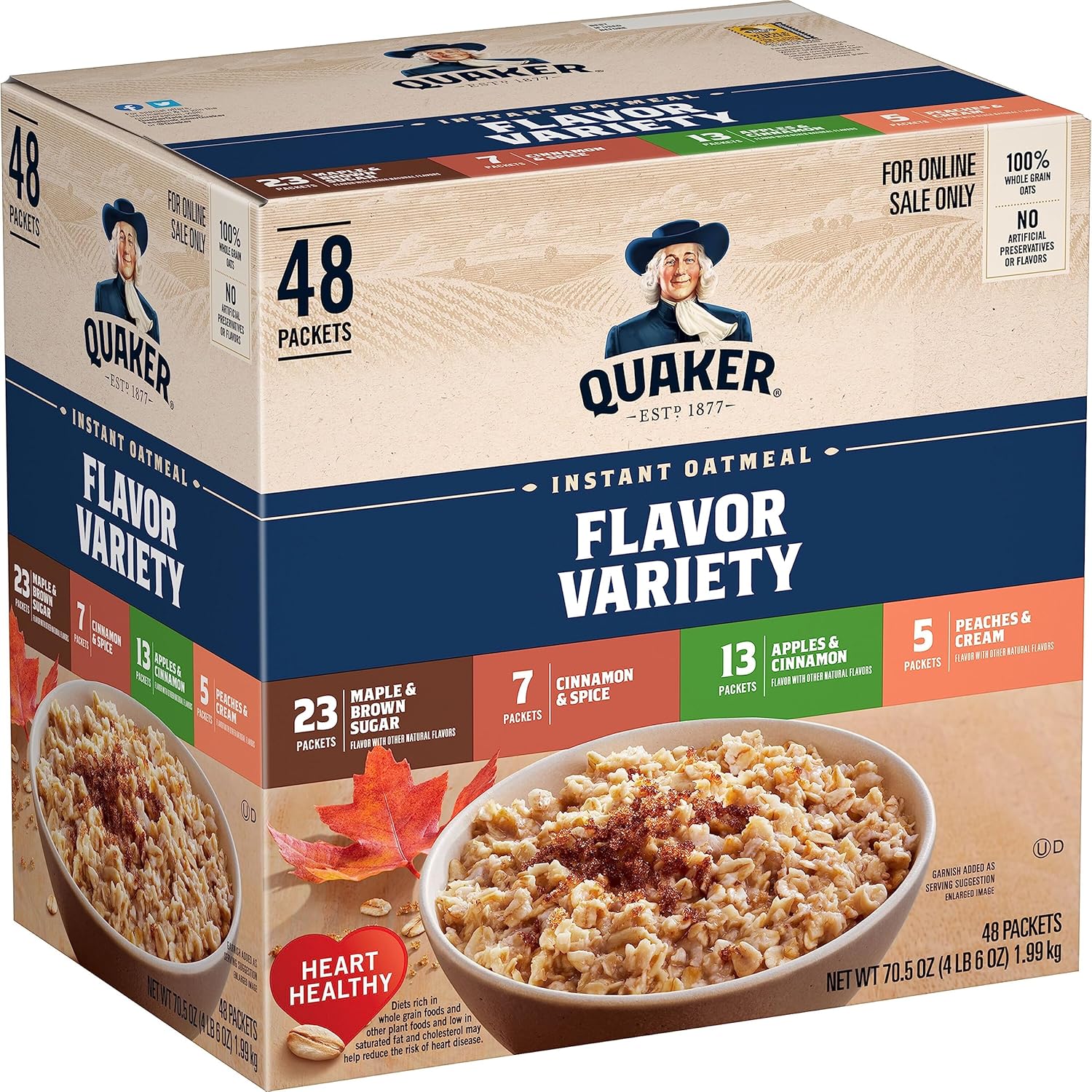 quaker instant oatmeal 4 flavor variety pack 48 count individual packets